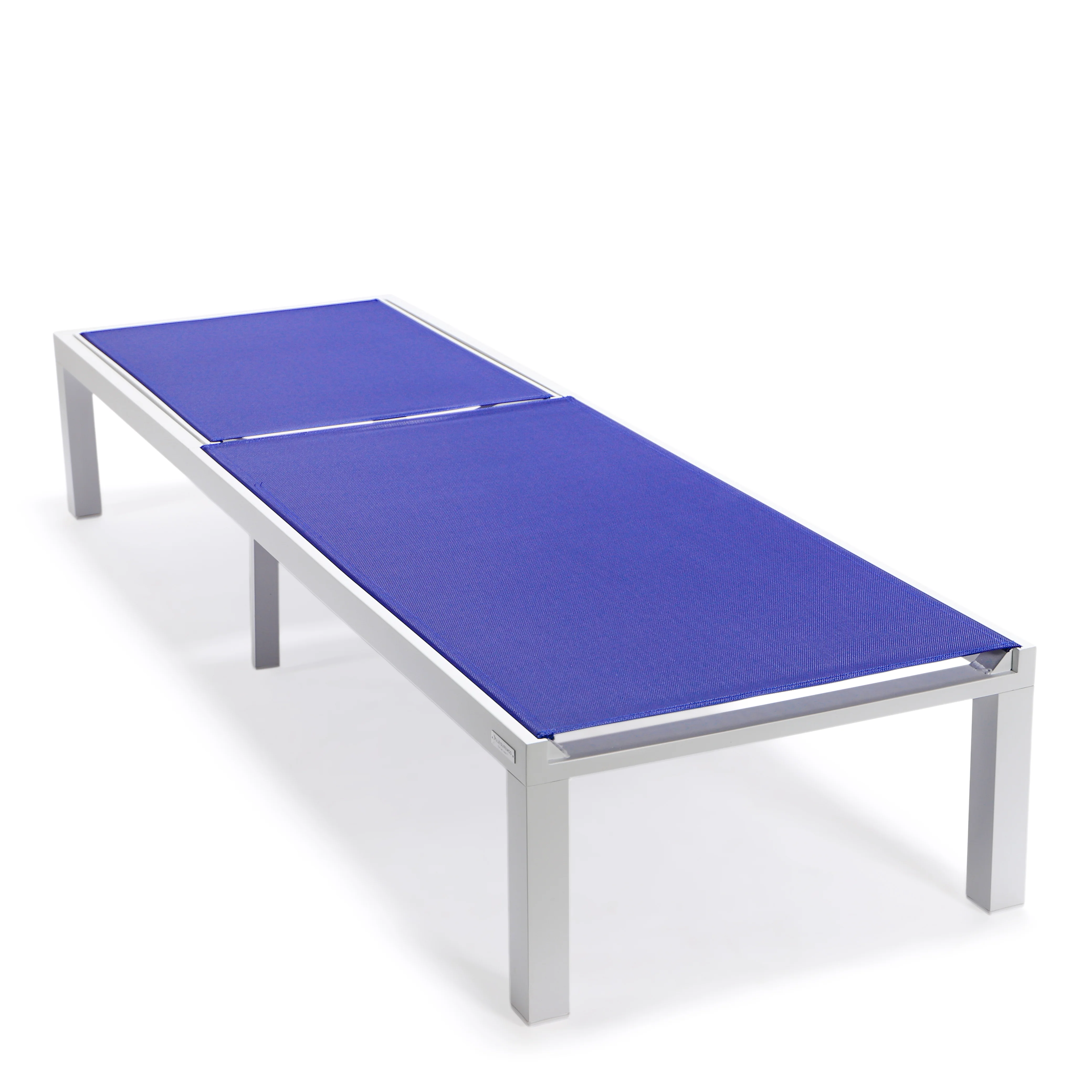 Marlin Modern White Aluminum Outdoor Patio Chaise Lounge Chair with Square Fire Pit Side Table Perfect for Patio, Lawn, and Garden