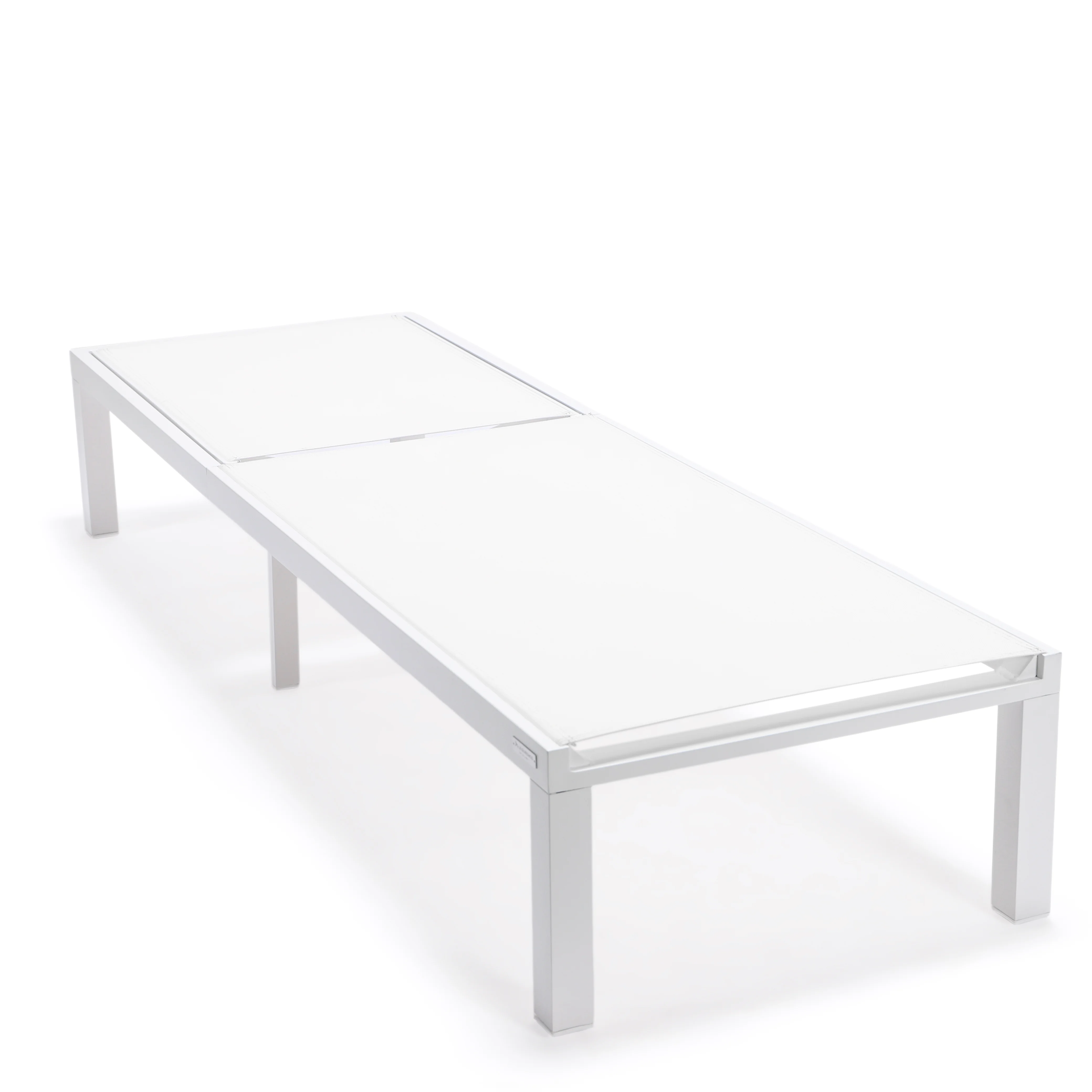 Marlin Modern White Aluminum Outdoor Patio Chaise Lounge Chair with Square Fire Pit Side Table Perfect for Patio, Lawn, and Garden