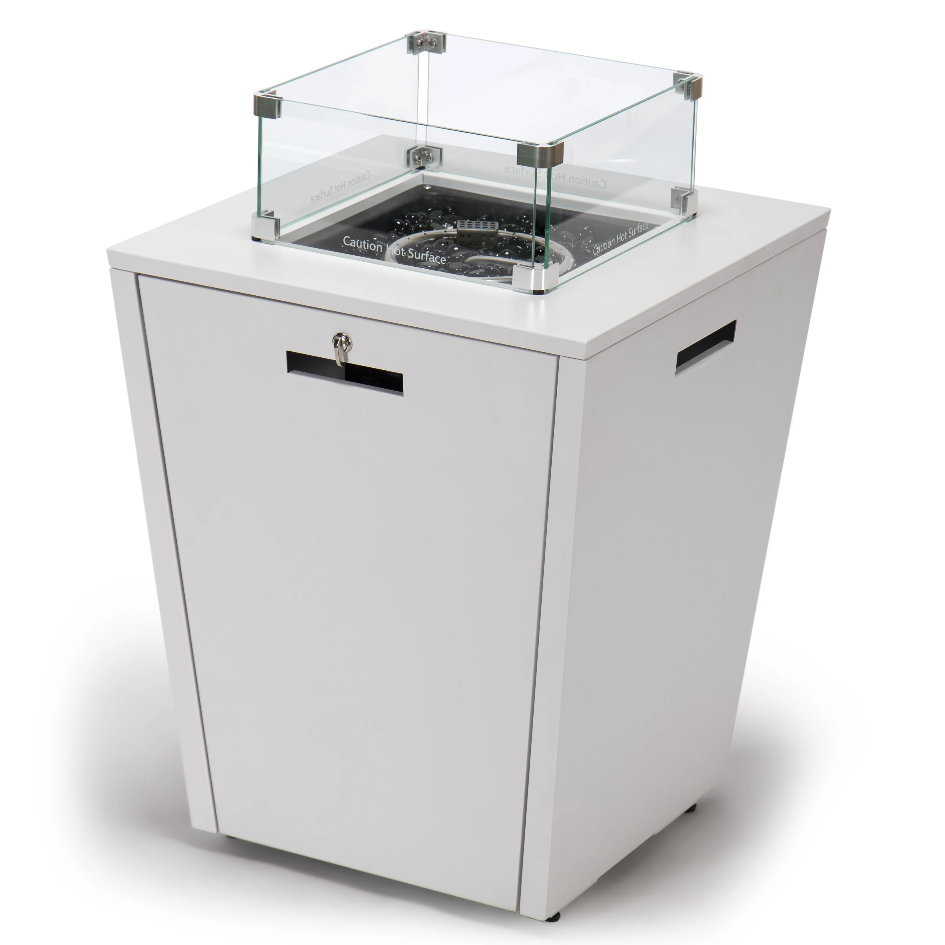 Marlin Modern White Aluminum Outdoor Patio Chaise Lounge Chair with Square Fire Pit Side Table Perfect for Patio, Lawn, and Garden