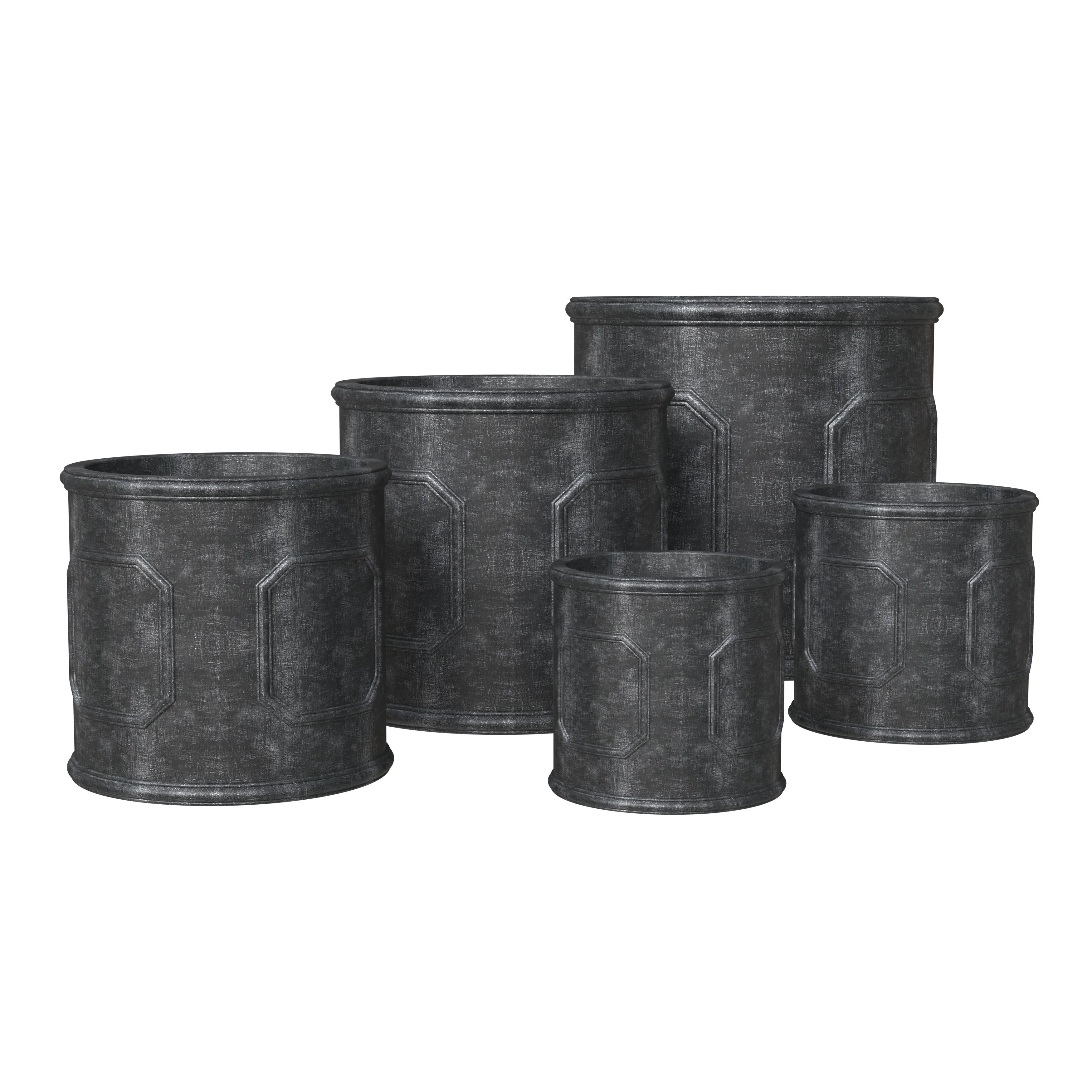 Meadow Series Poly Stone Planter Set in Black
