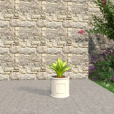 Meadow Series Fiber Stone Planter in White 12.6" Dia, 12.6" HIgh