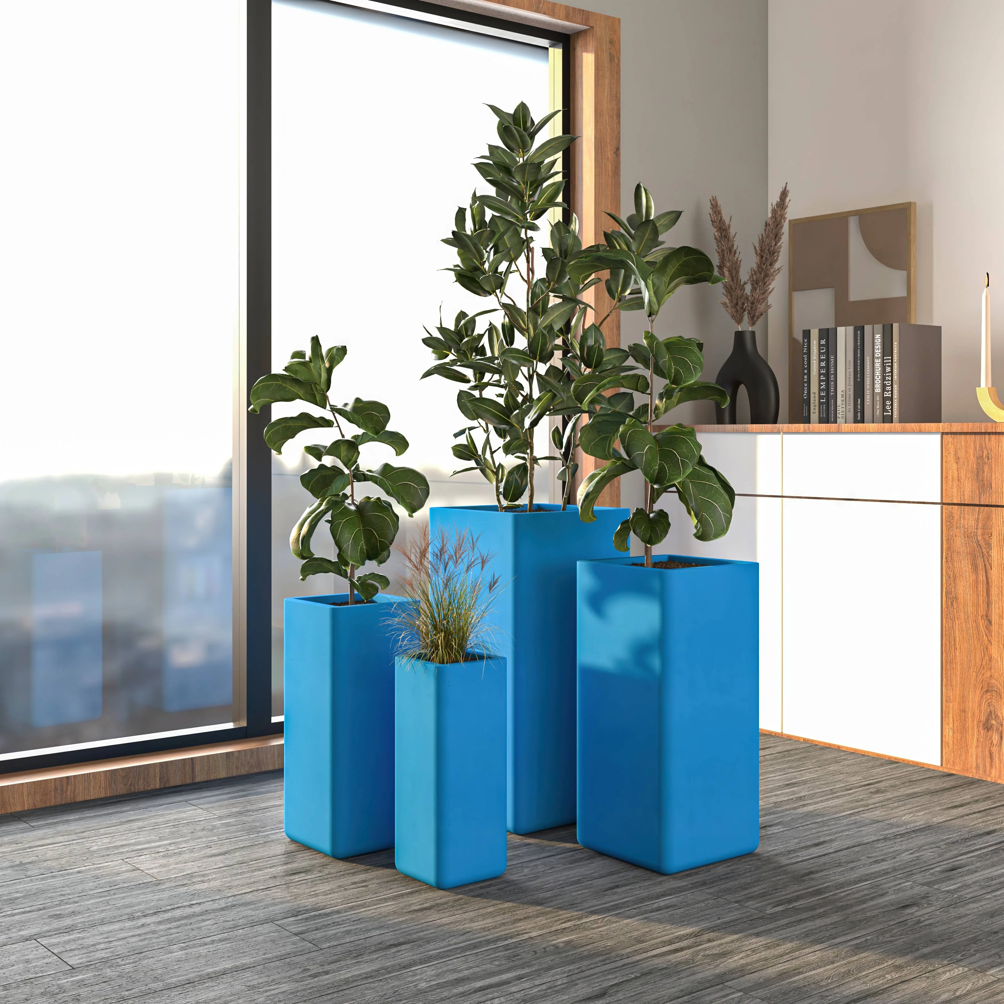 Marquee Series Poly Stone Planter Set in Blue