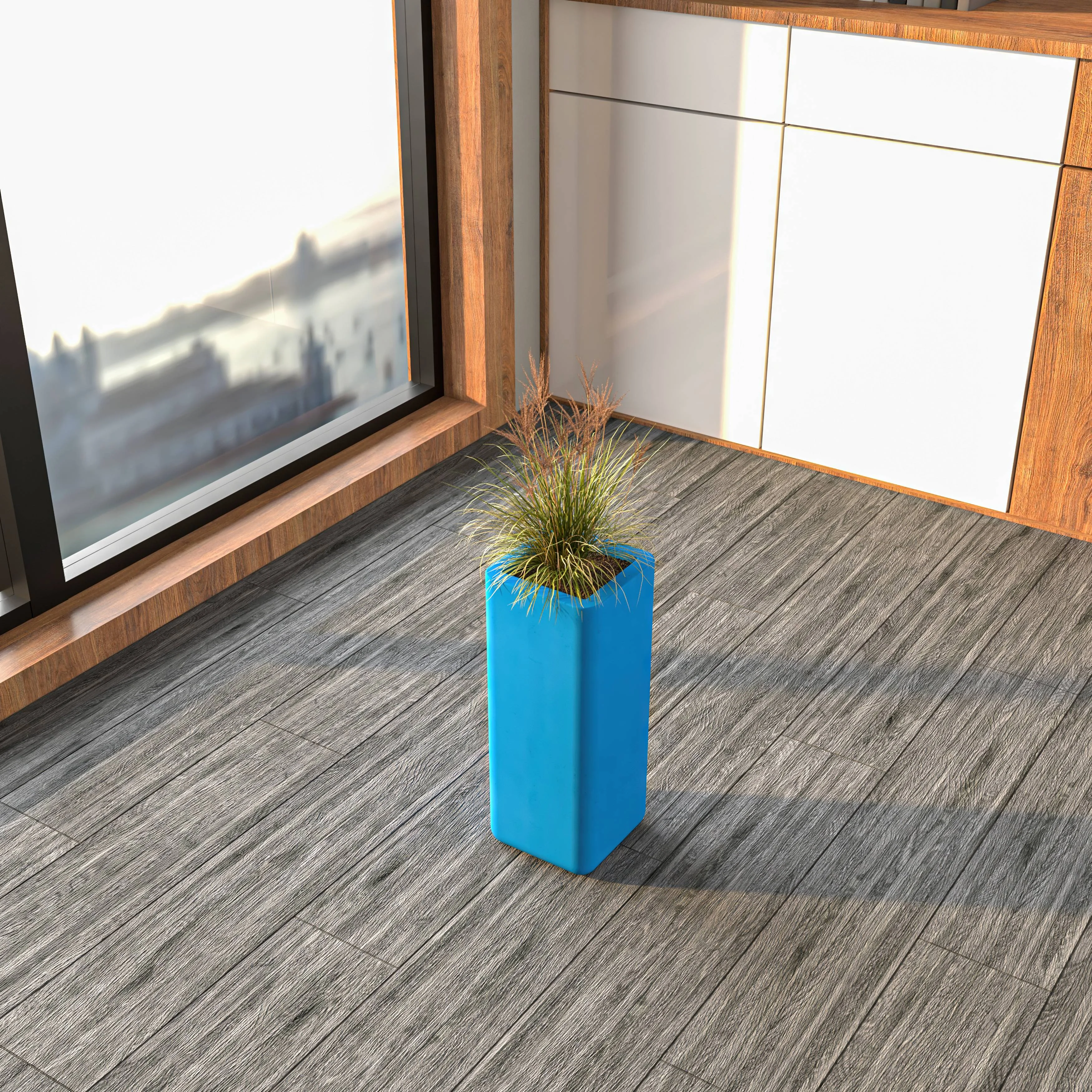 Marquee Series Poly Stone Planter in Blue 7.9" x 7.9" 19.7" high