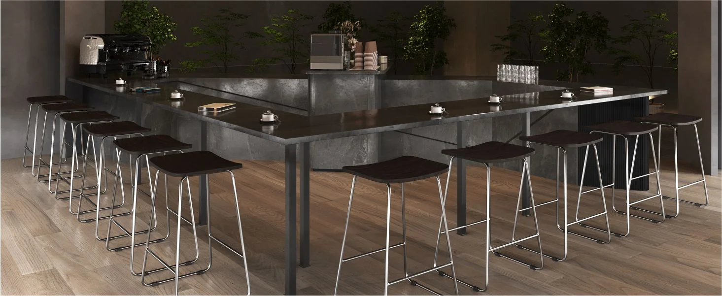 Melrose Modern Wood Counter Stool With Chrome Frame