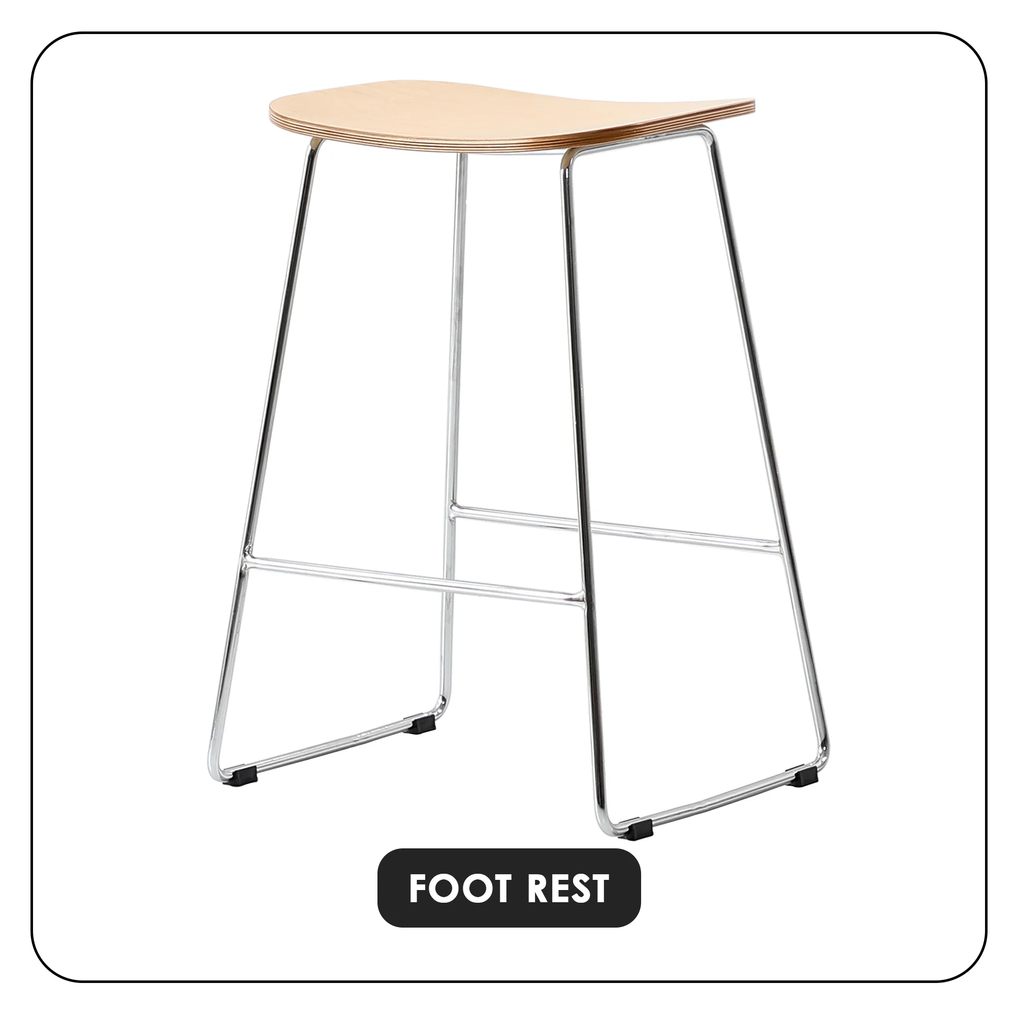 Melrose Modern Wood Counter Stool With Chrome Frame