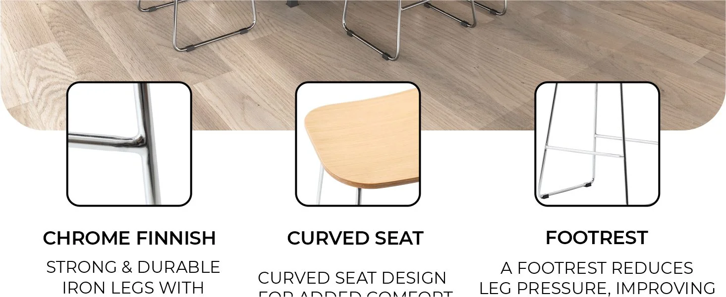 Melrose Modern Wood Counter Stool With Chrome Frame