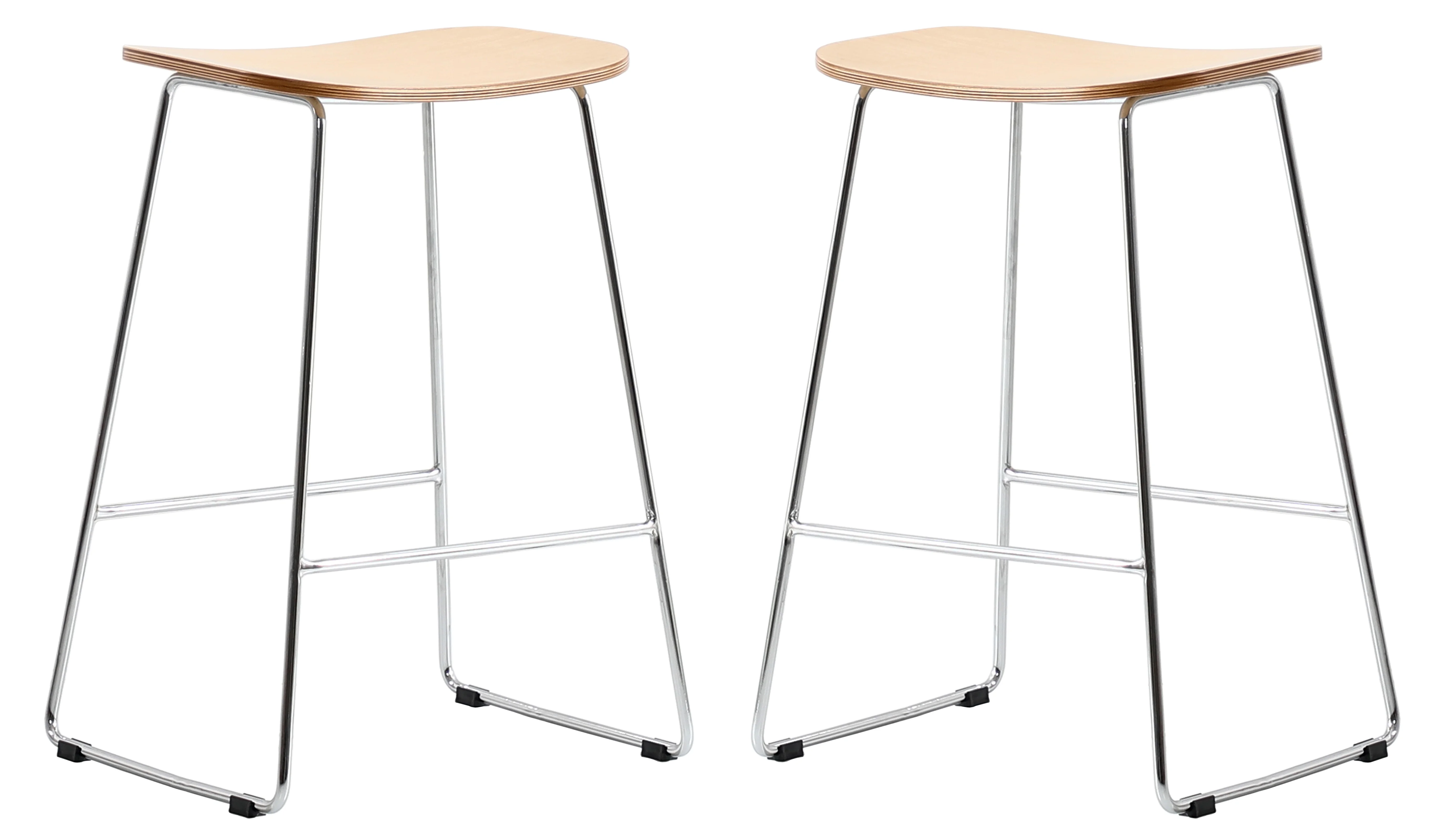 Melrose Modern Wood Counter Stool With Chrome Frame