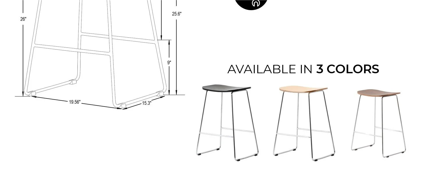 Melrose Modern Wood Counter Stool With Chrome Frame