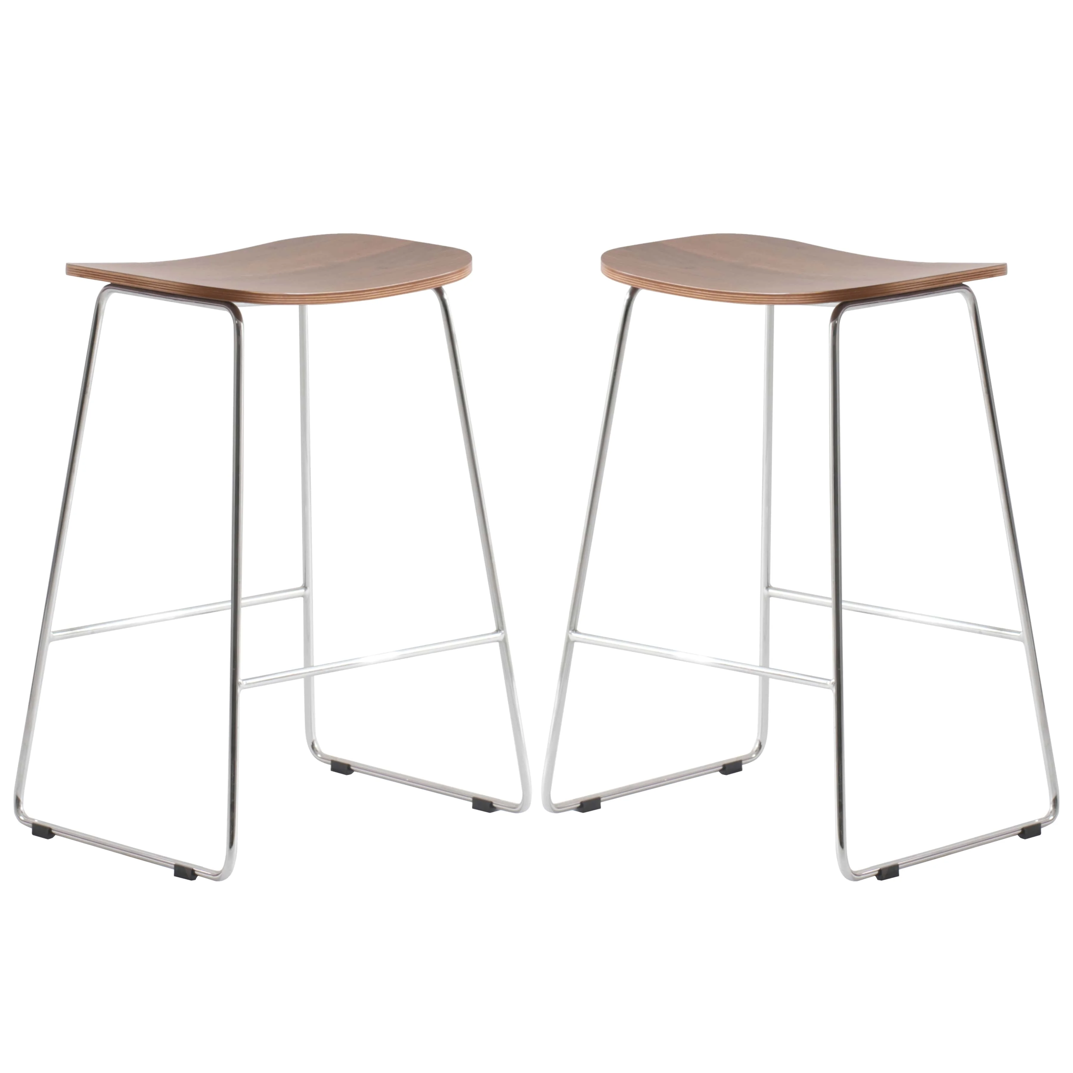 Melrose Modern Wood Counter Stool With Chrome Frame