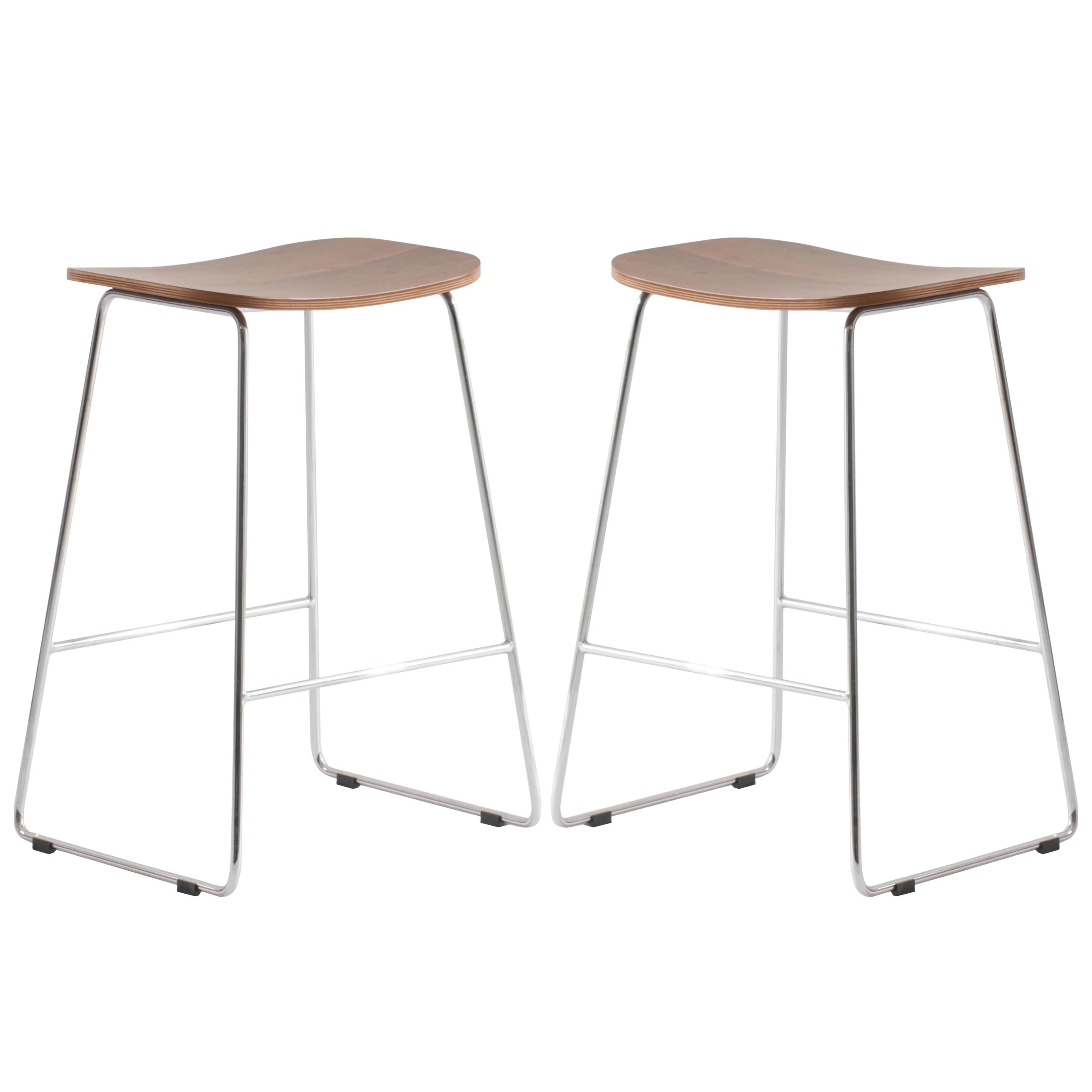 Melrose Modern Wood Counter Stool With Chrome Frame