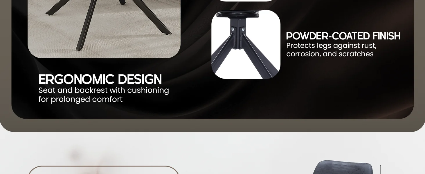 Markley Modern Leather Swival Dining Chair With Metal Legs in Black