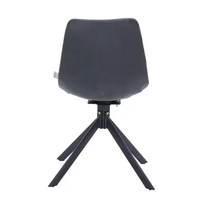 Markley Modern Leather Swival Dining Chair With Metal Legs in Black