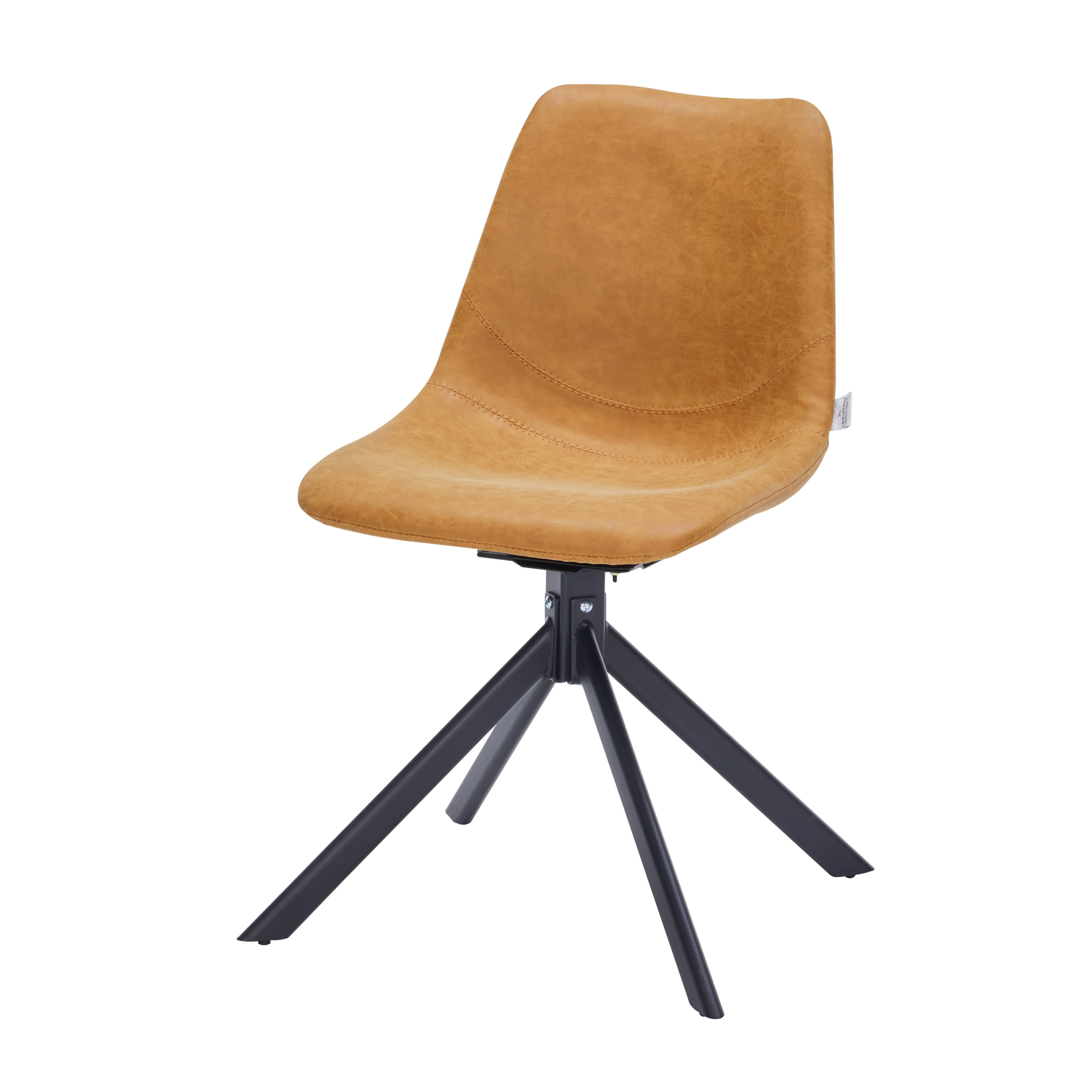 Markley Modern Leather Swival Dining Chair With Metal Legs in Brown