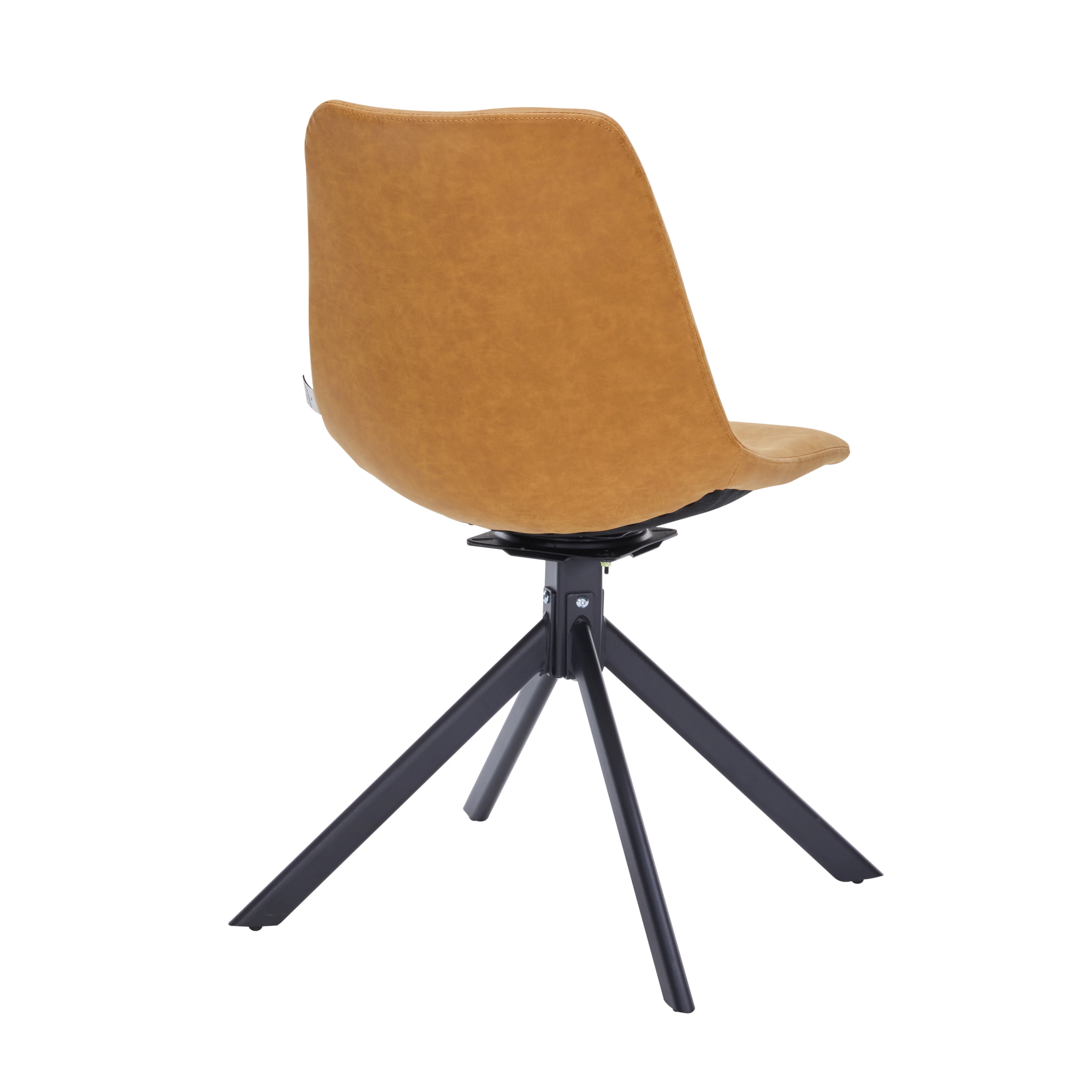 Markley Modern Leather Swival Dining Chair With Metal Legs in Brown