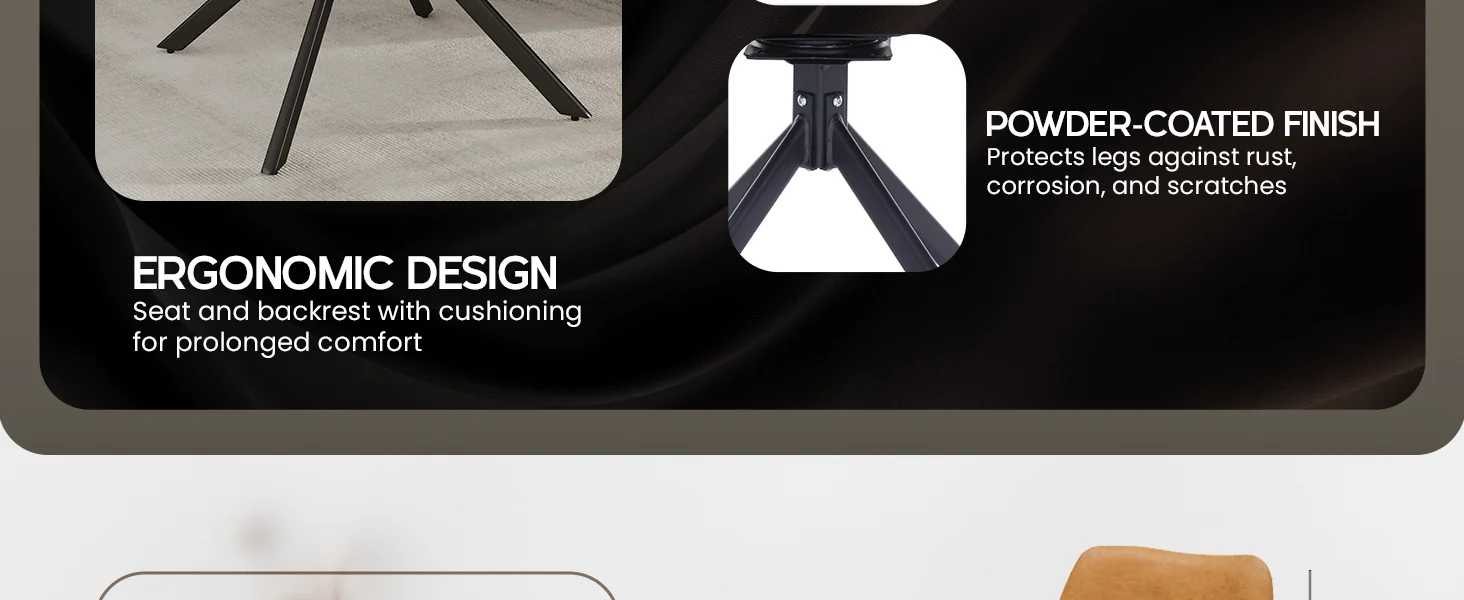 Markley Modern Leather Swival Dining Chair With Metal Legs in Brown