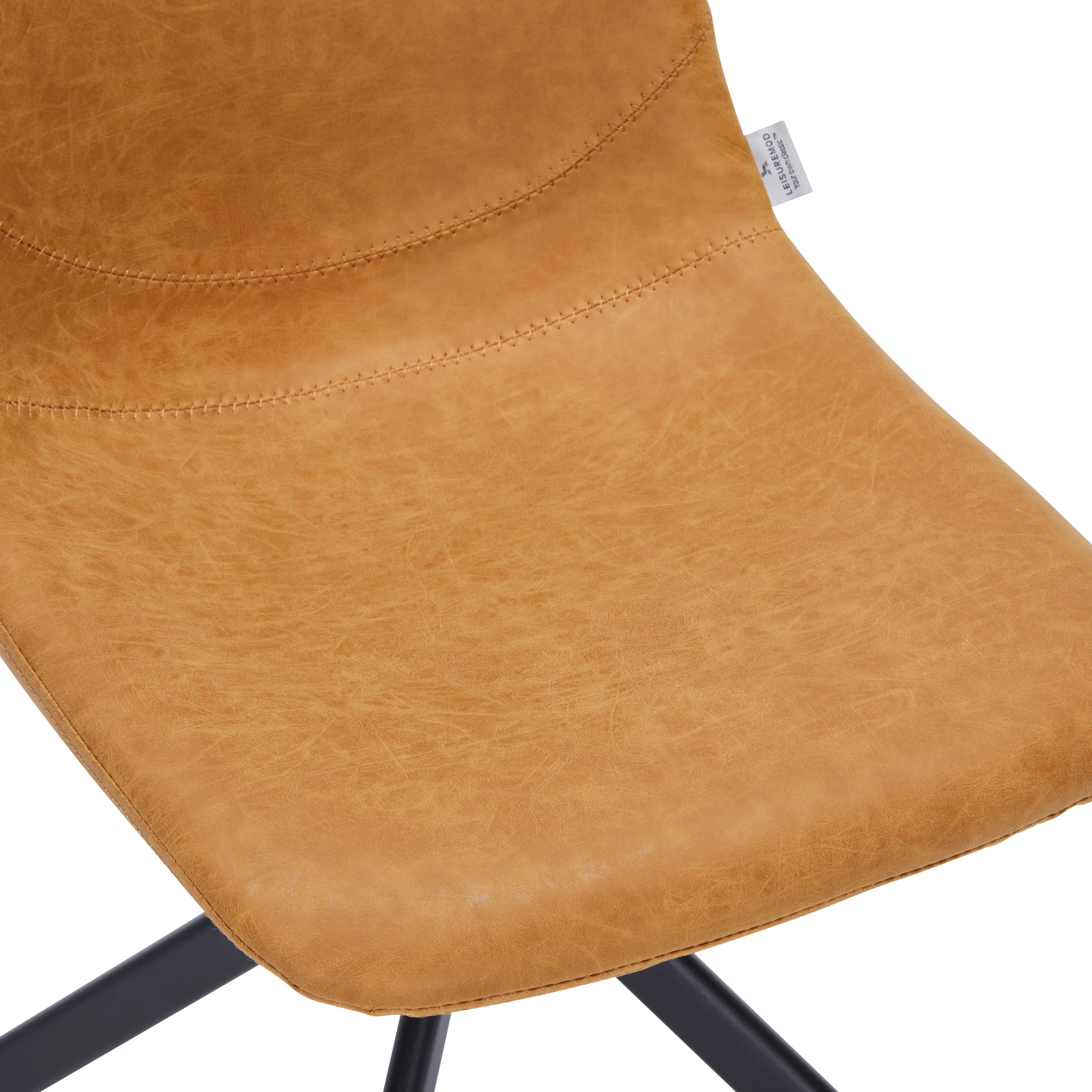 Markley Modern Leather Swival Dining Chair With Metal Legs in Brown