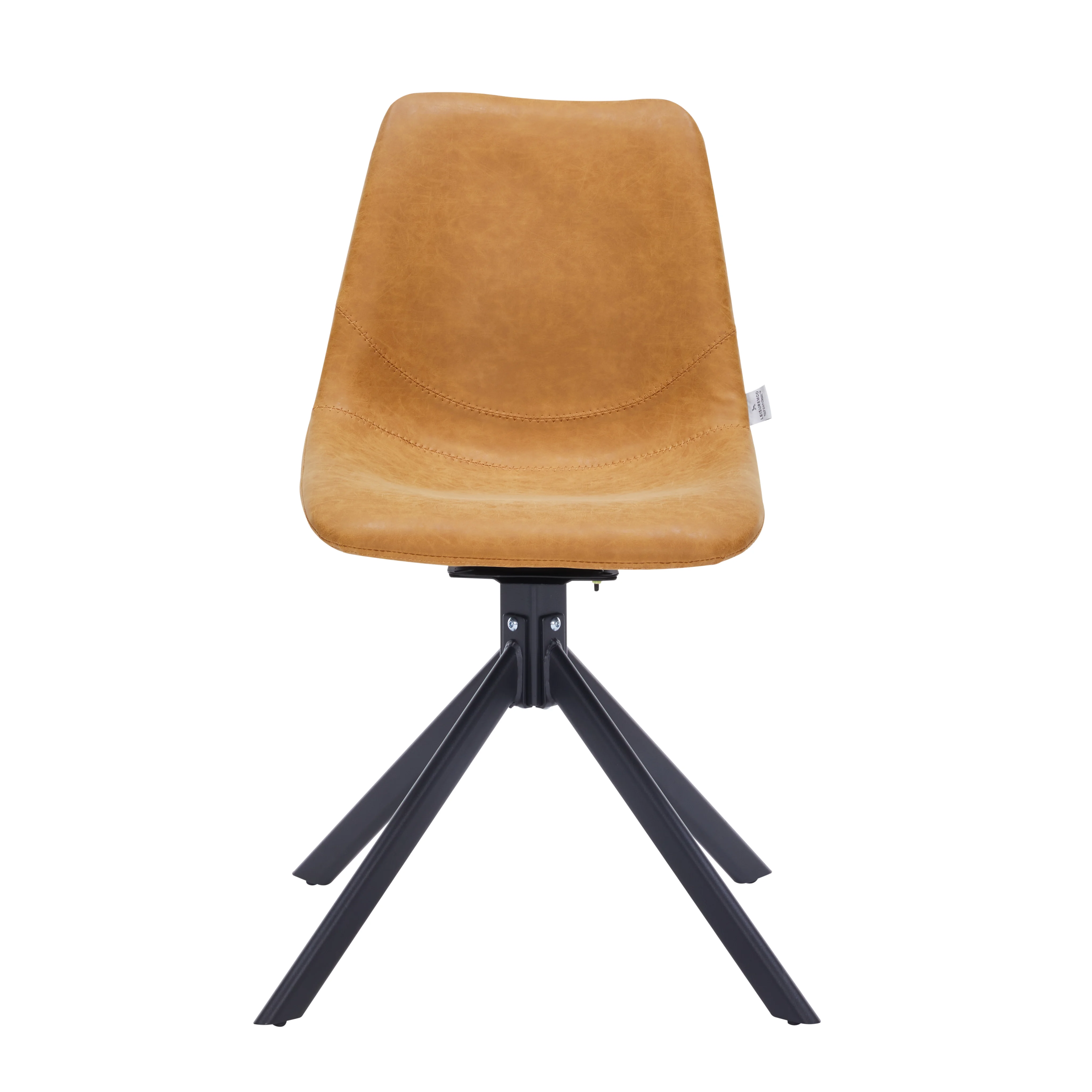Markley Modern Leather Swival Dining Chair With Metal Legs in Brown