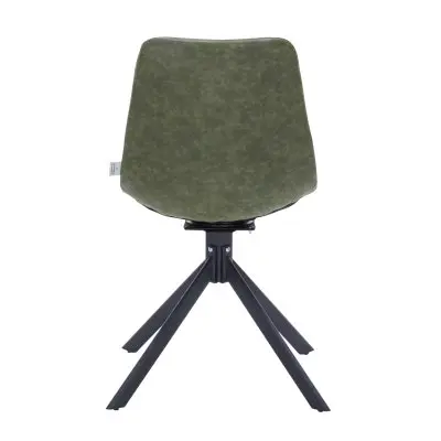 Markley Modern Leather Swival Dining Chair With Metal Legs in Green