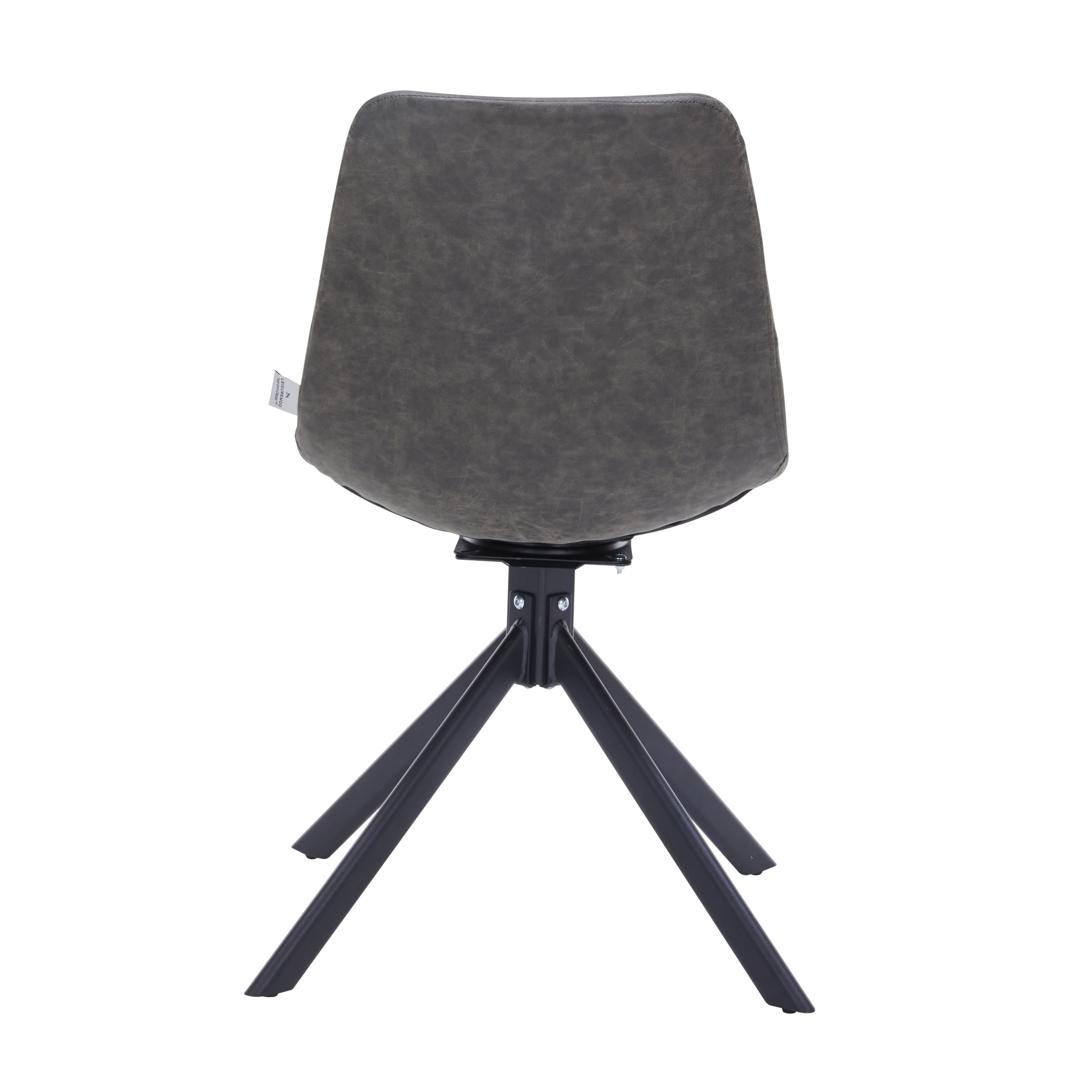 Markley Modern Leather Swival Dining Chair With Metal Legs in Grey