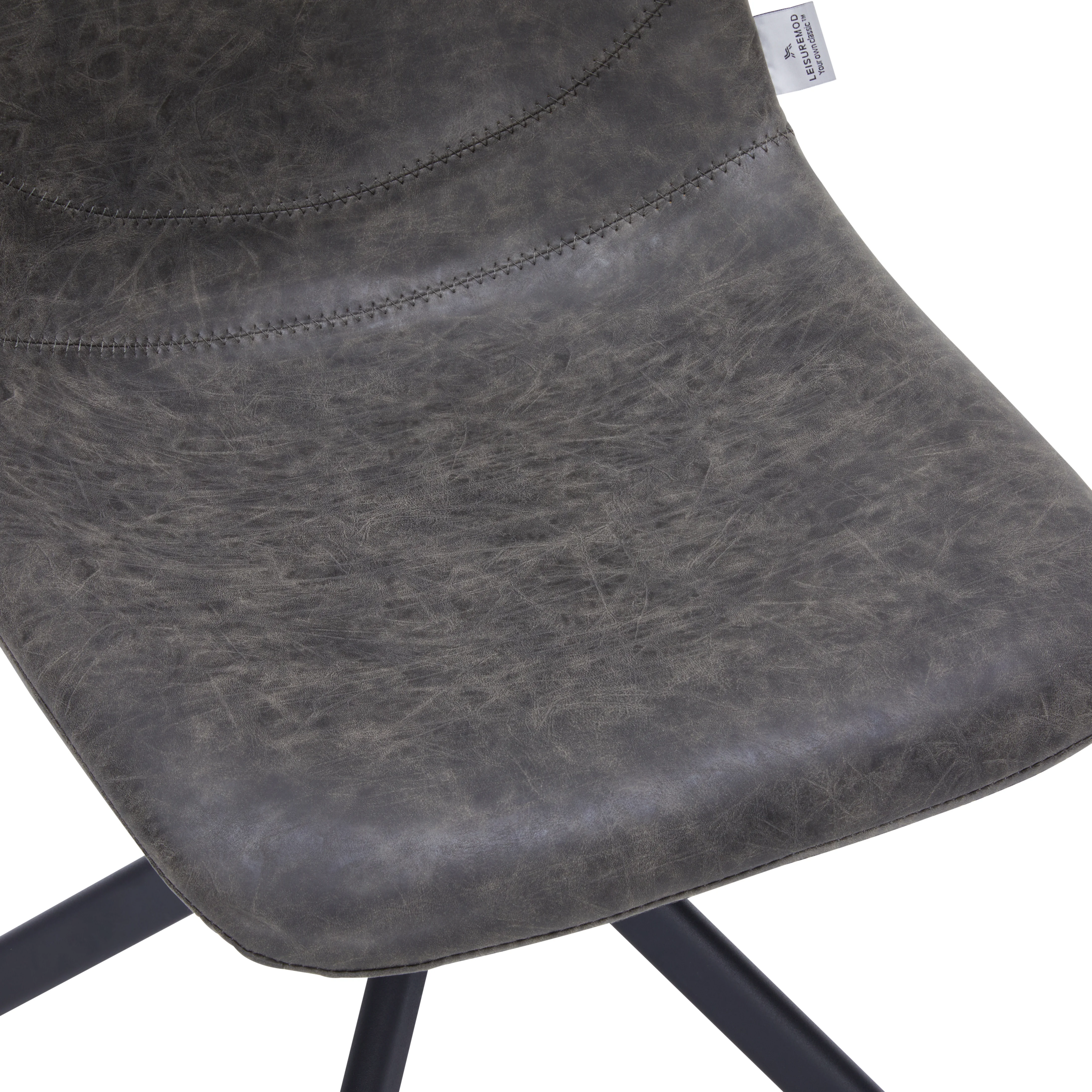 Markley Modern Leather Swival Dining Chair With Metal Legs in Grey