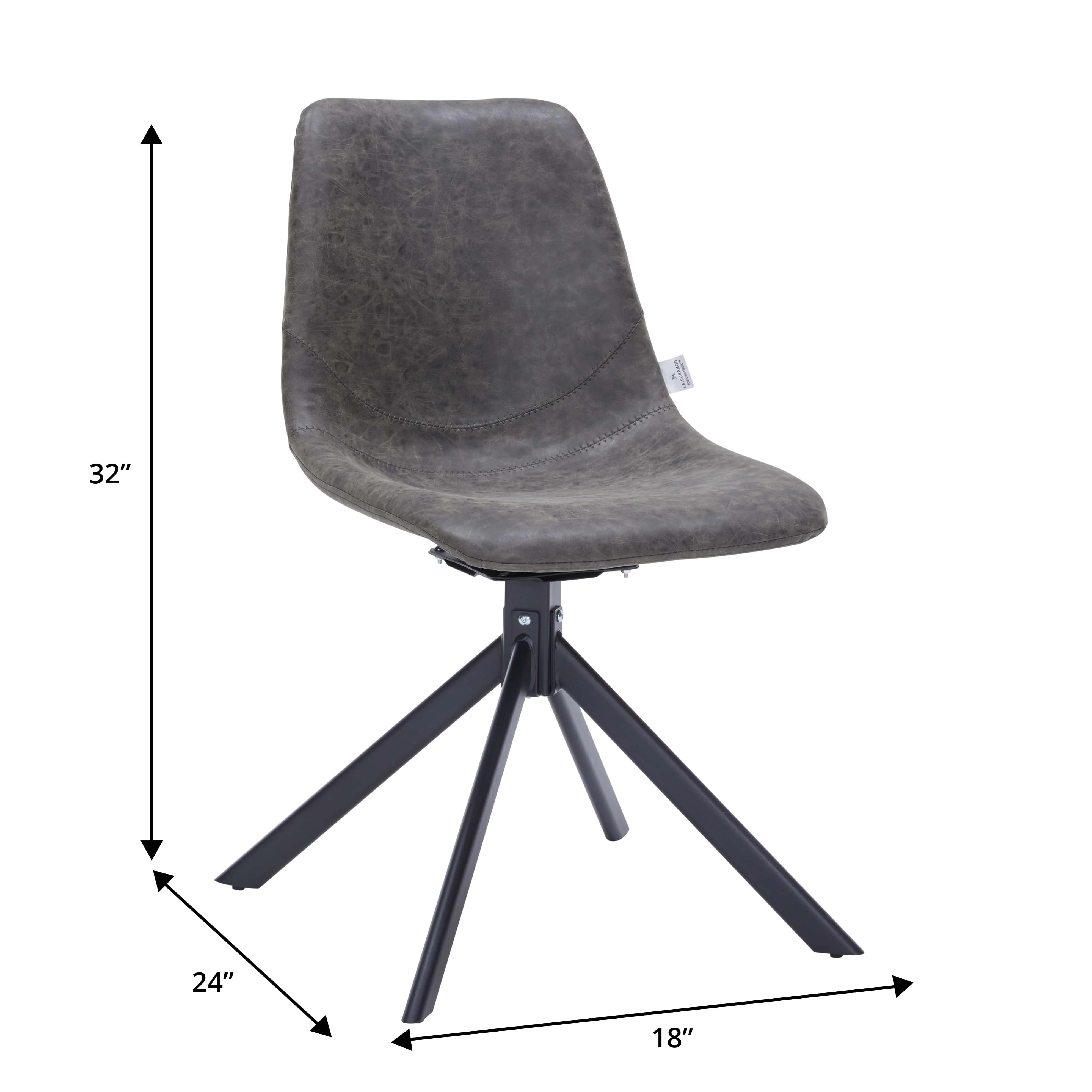 Markley Modern Leather Swival Dining Chair With Metal Legs in Grey