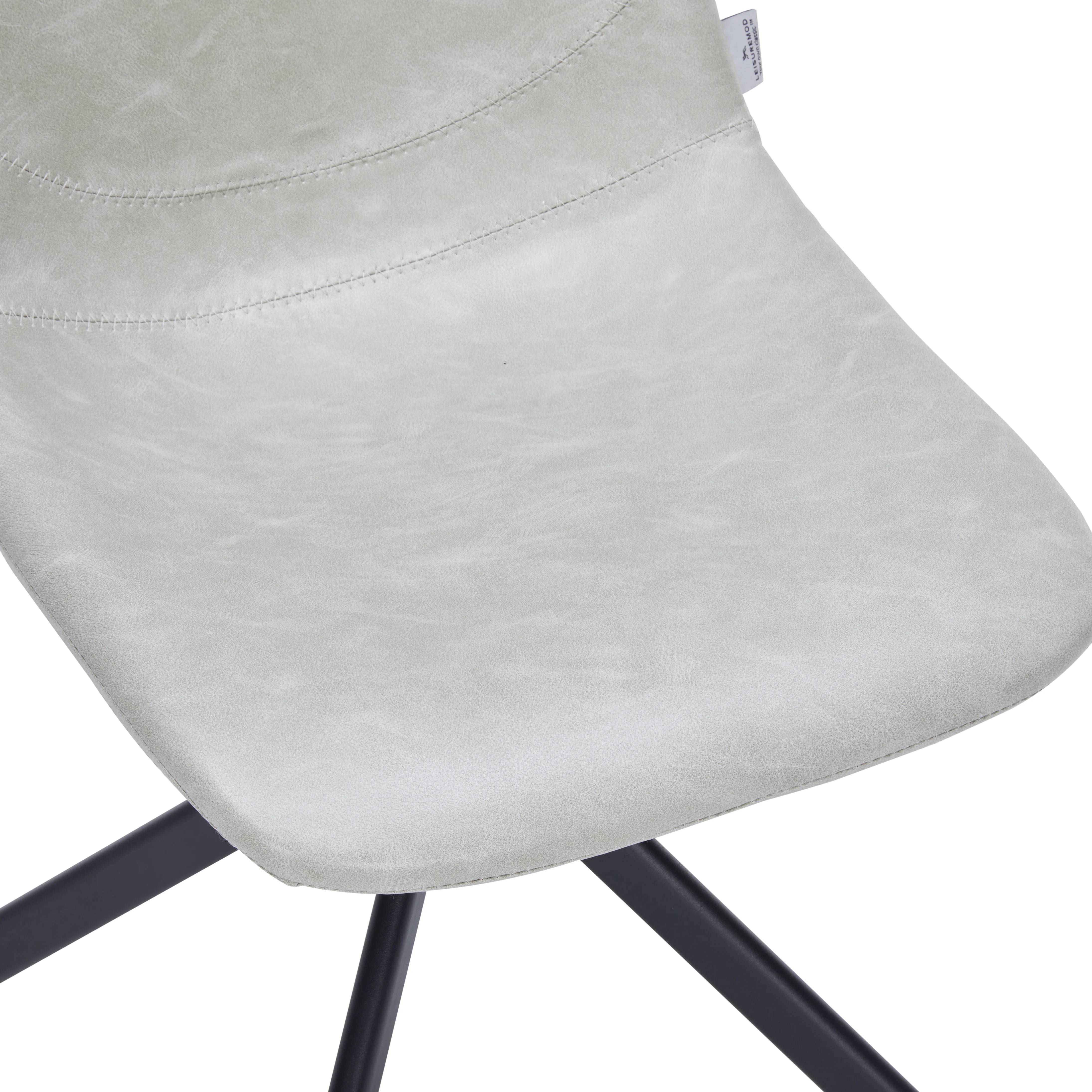 Markley Modern Leather Swival Dining Chair With Metal Legs in Light Grey