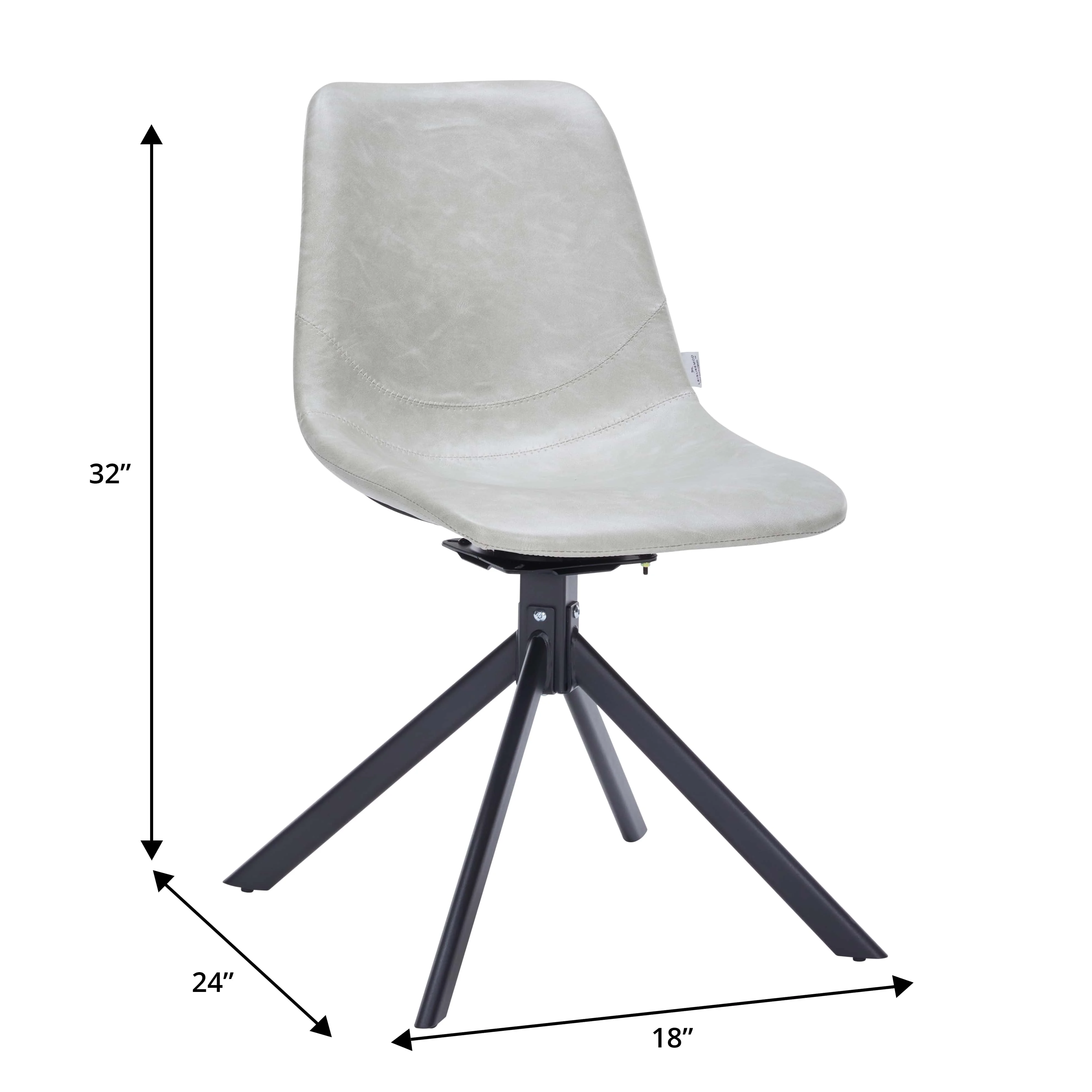 Markley Modern Leather Swival Dining Chair With Metal Legs in Light Grey