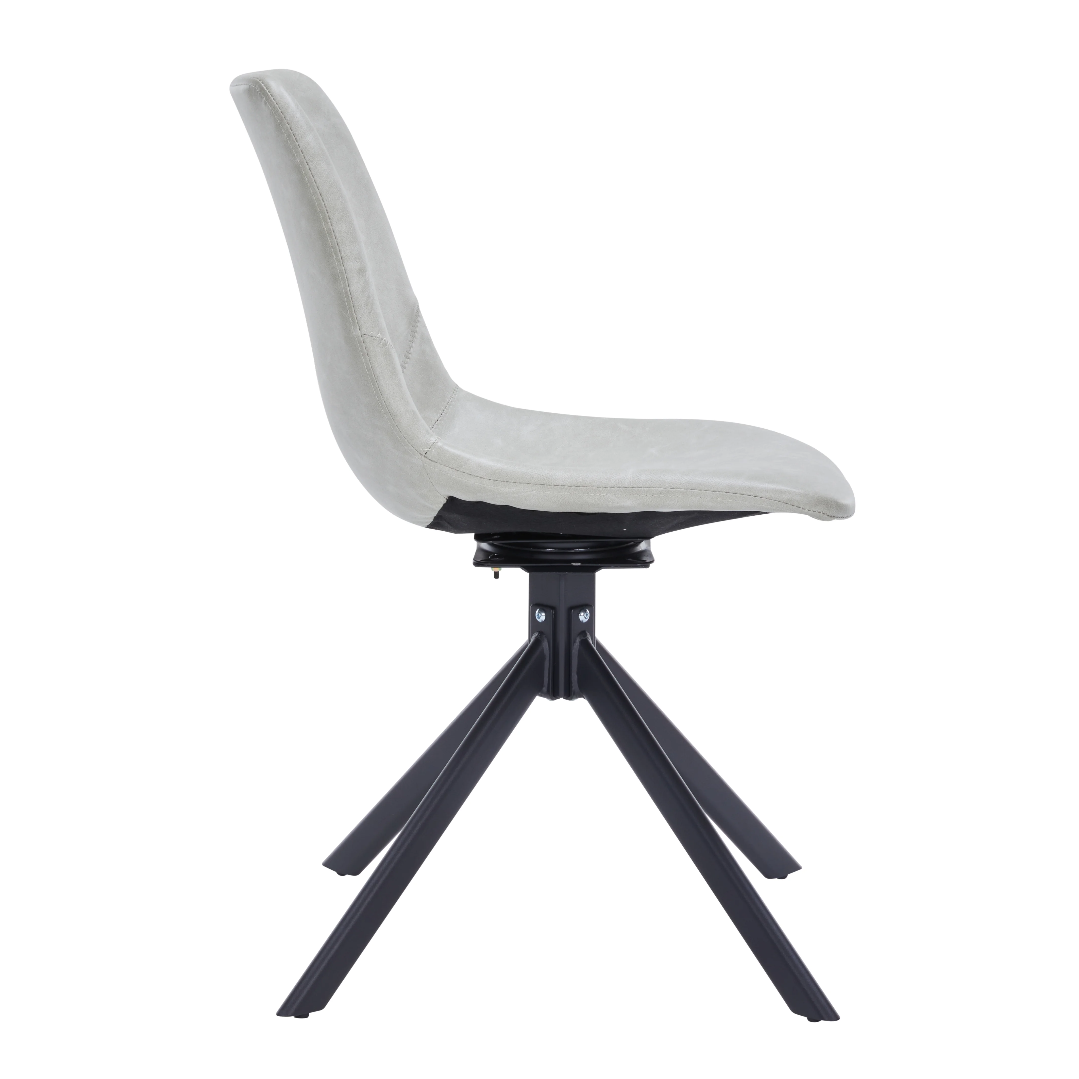 Markley Modern Leather Swival Dining Chair With Metal Legs in Light Grey