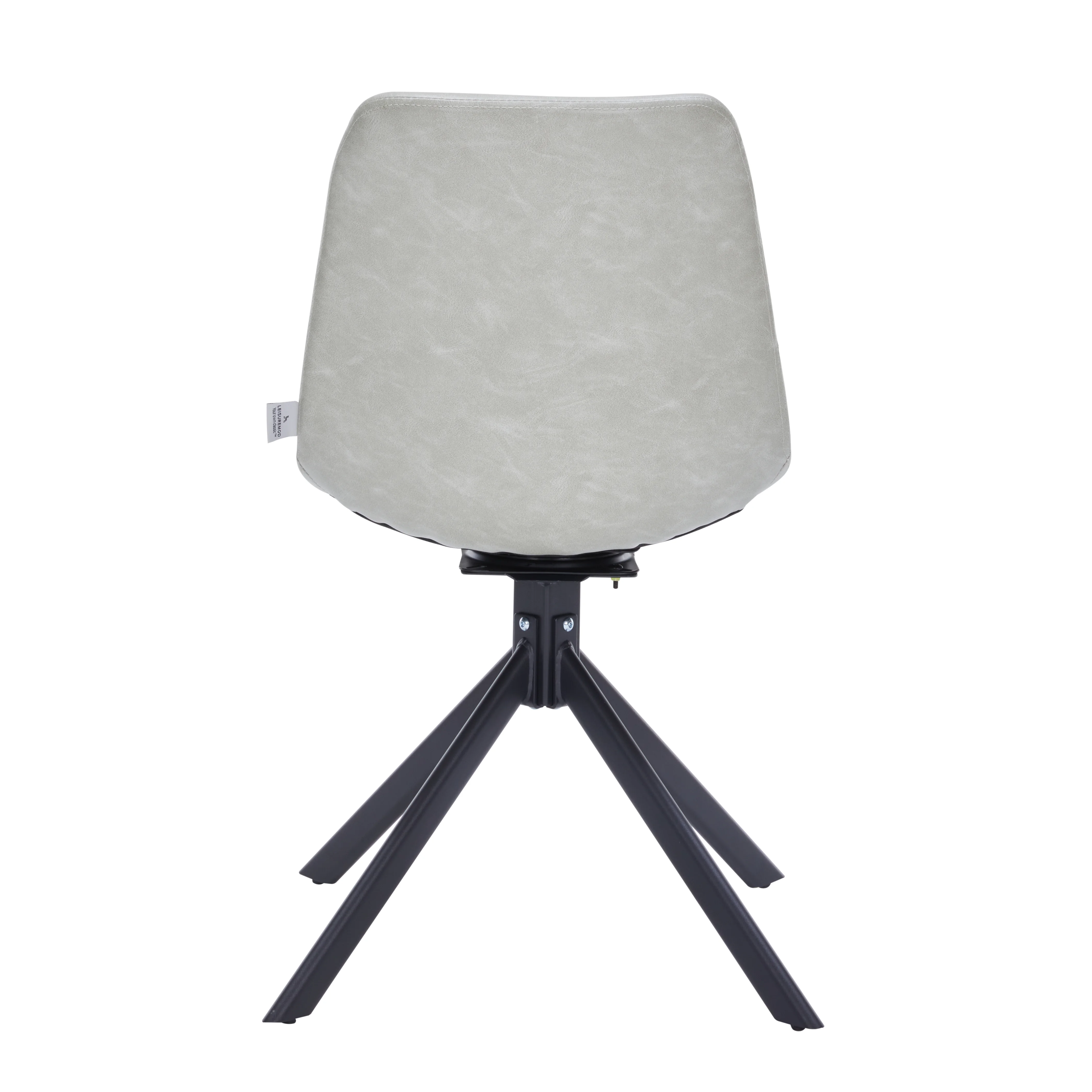 Markley Modern Leather Swival Dining Chair With Metal Legs in Light Grey
