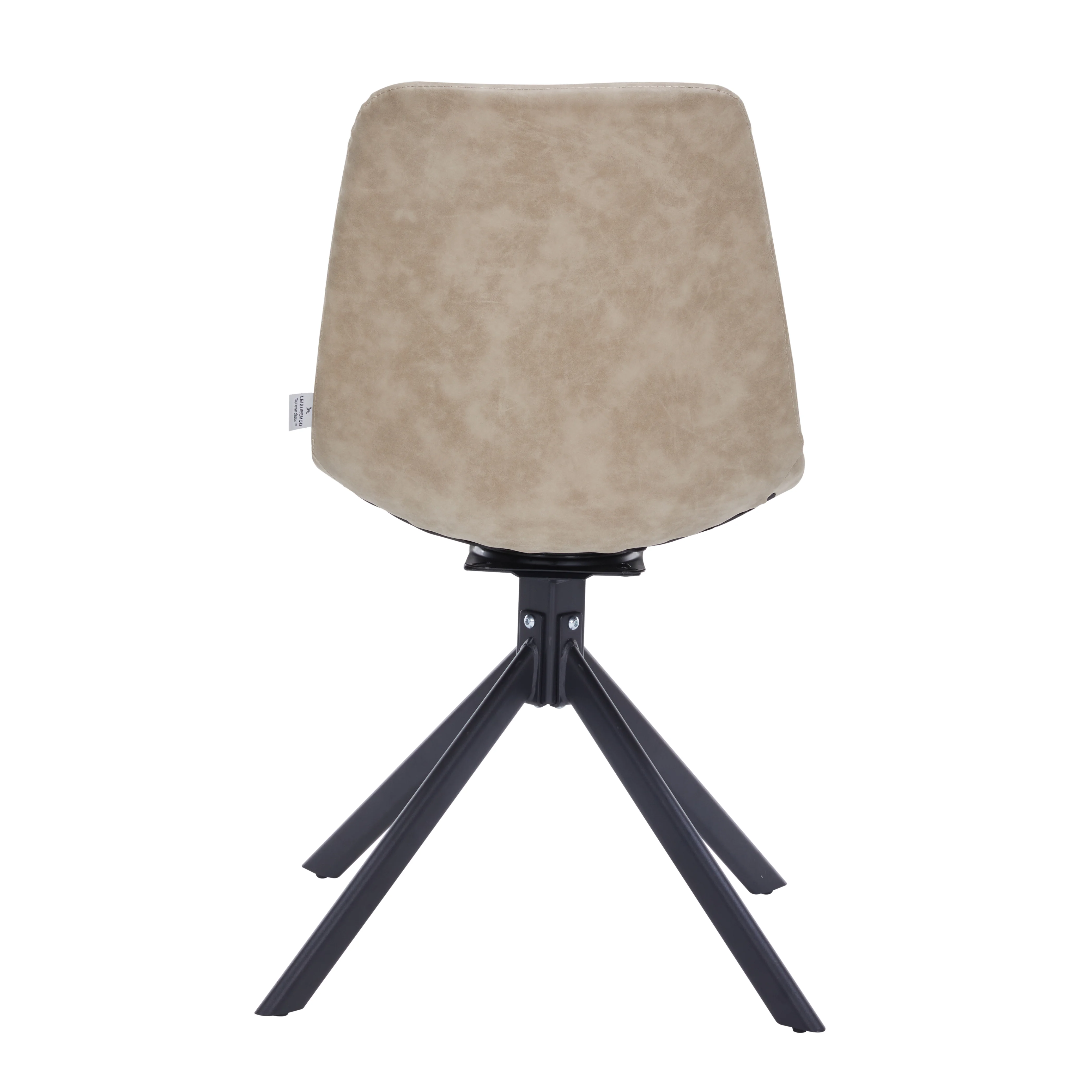 Markley Modern Leather Swival Dining Chair With Metal Legs in Taupe