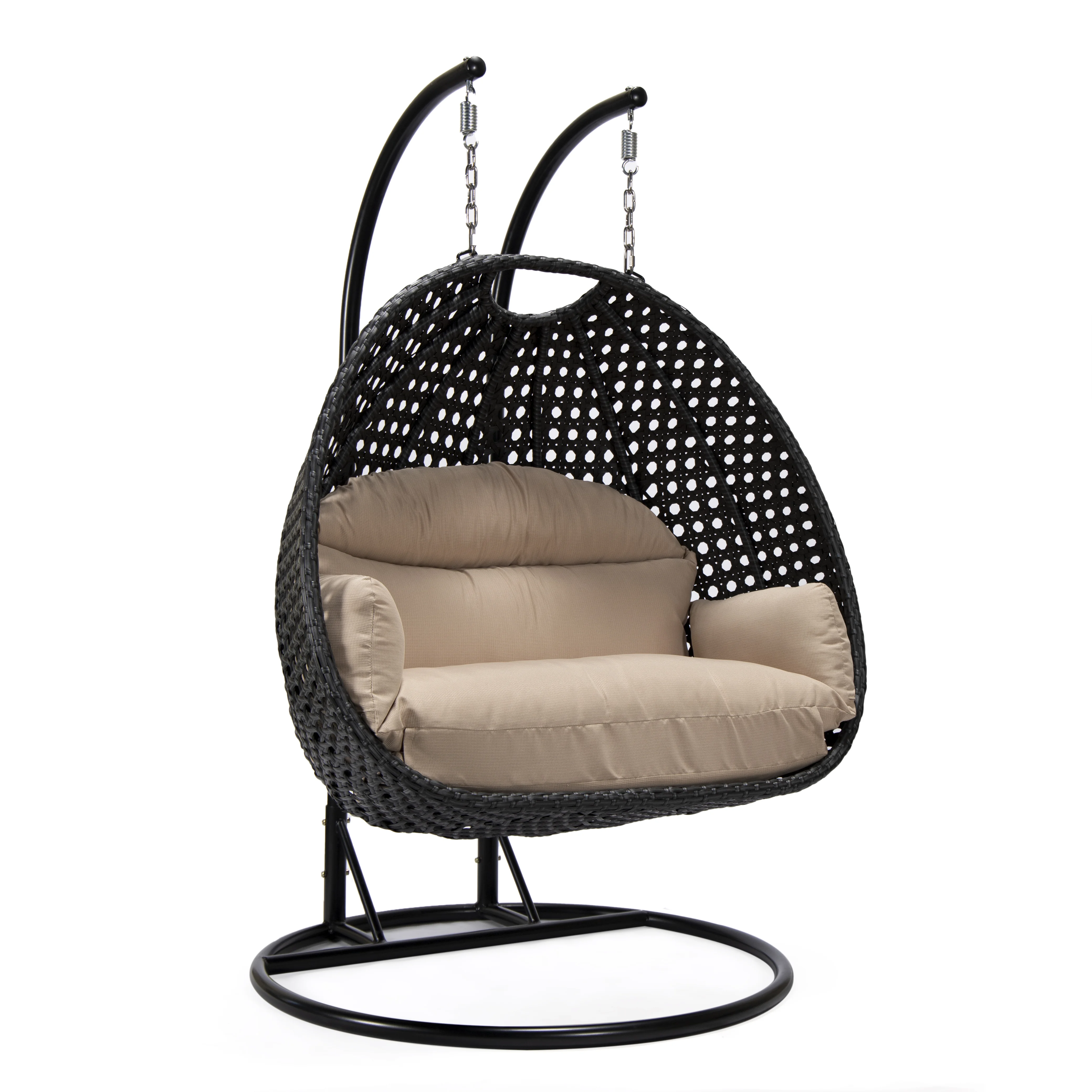Mendoza Charcoal Wicker Hanging 2 person Egg Swing Chair