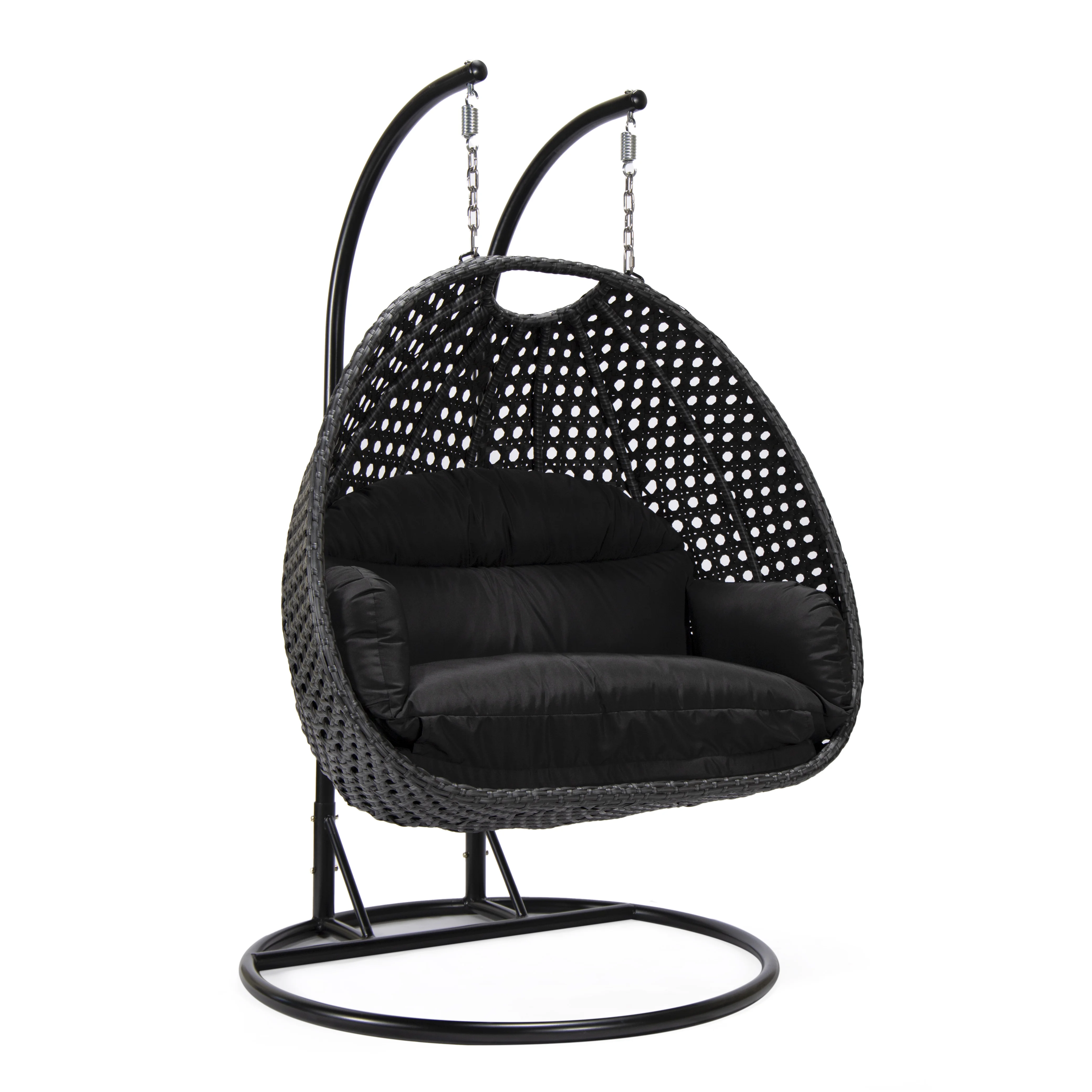 Mendoza Charcoal Wicker Hanging 2 person Egg Swing Chair