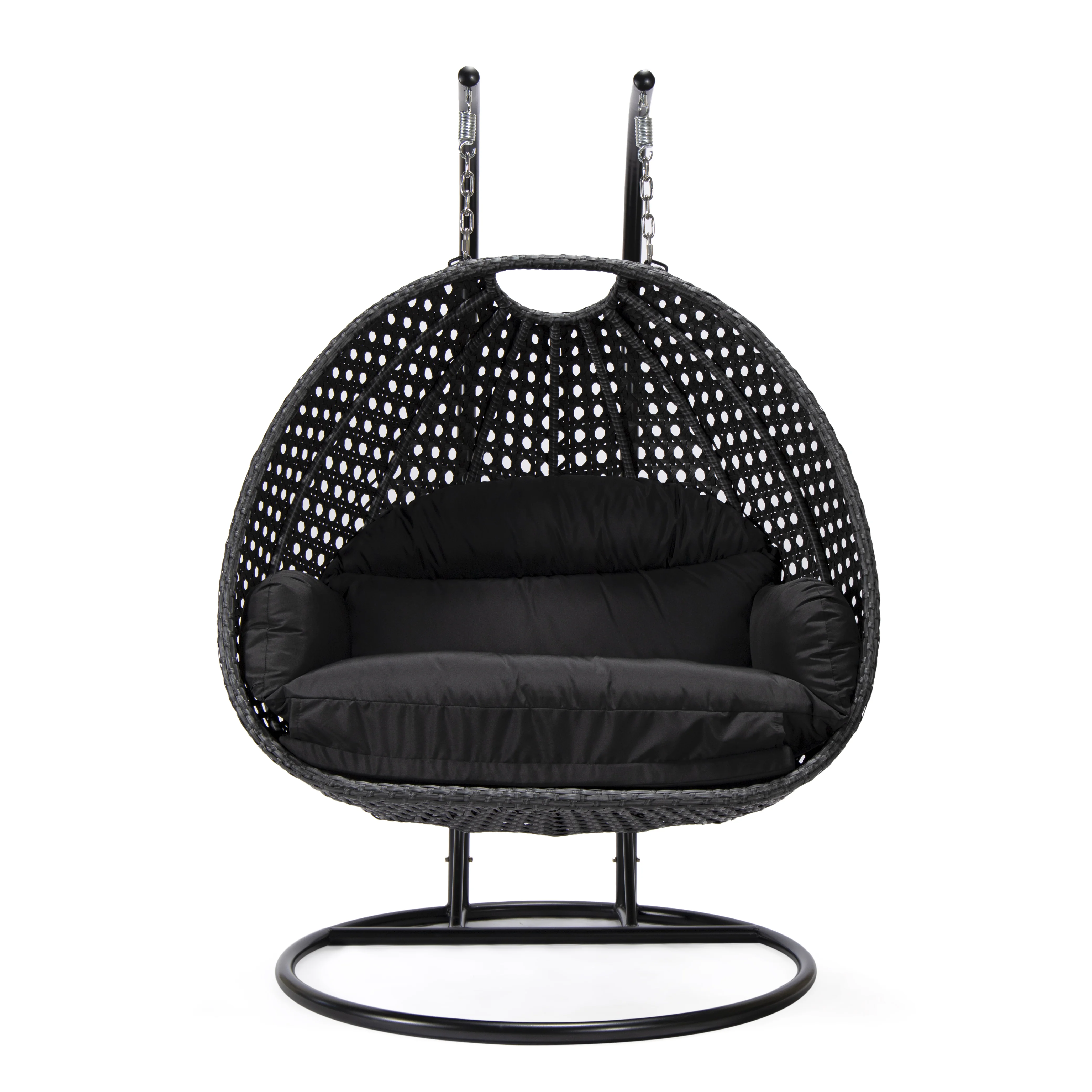 Mendoza Charcoal Wicker Hanging 2 person Egg Swing Chair