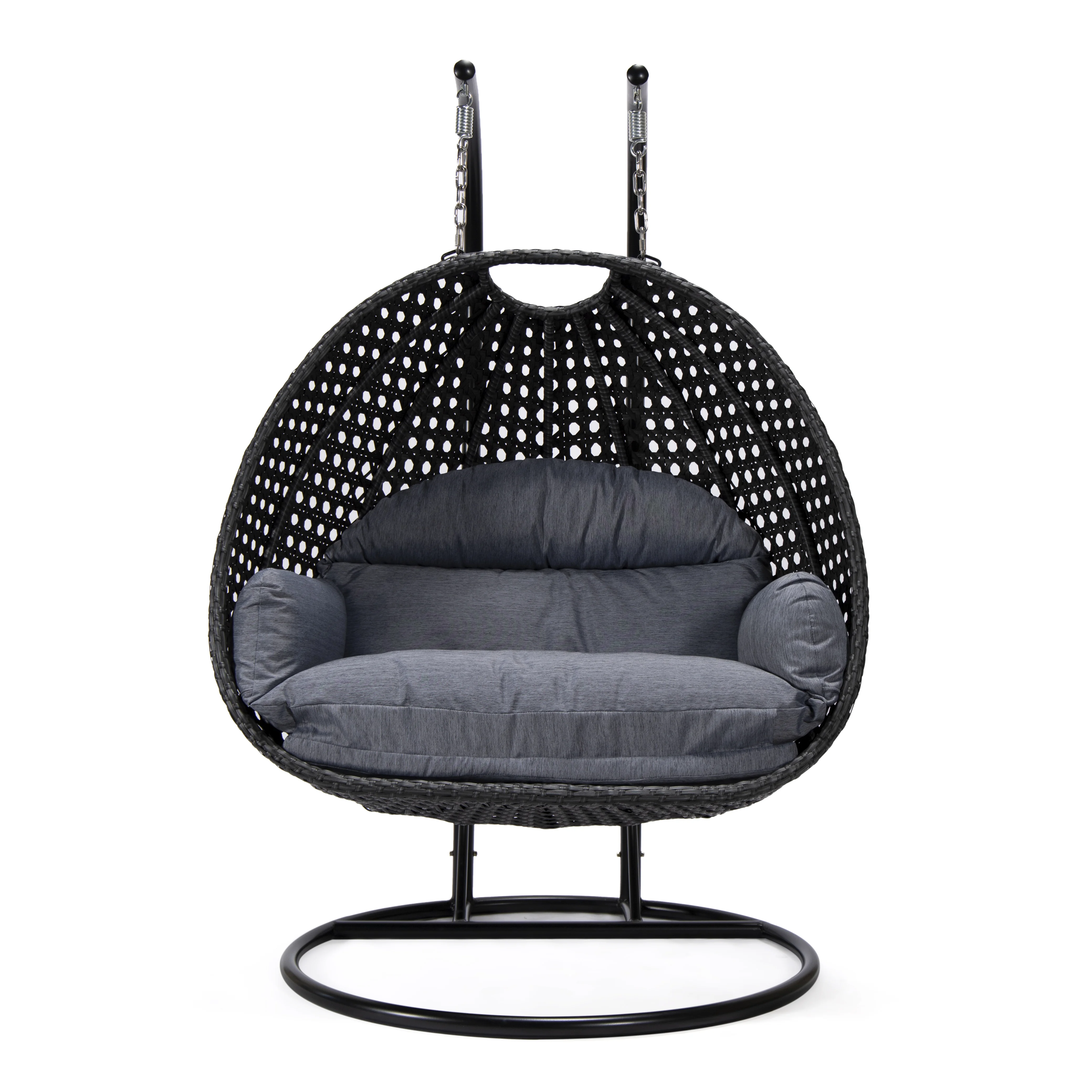 Mendoza Charcoal Wicker Hanging 2 person Egg Swing Chair