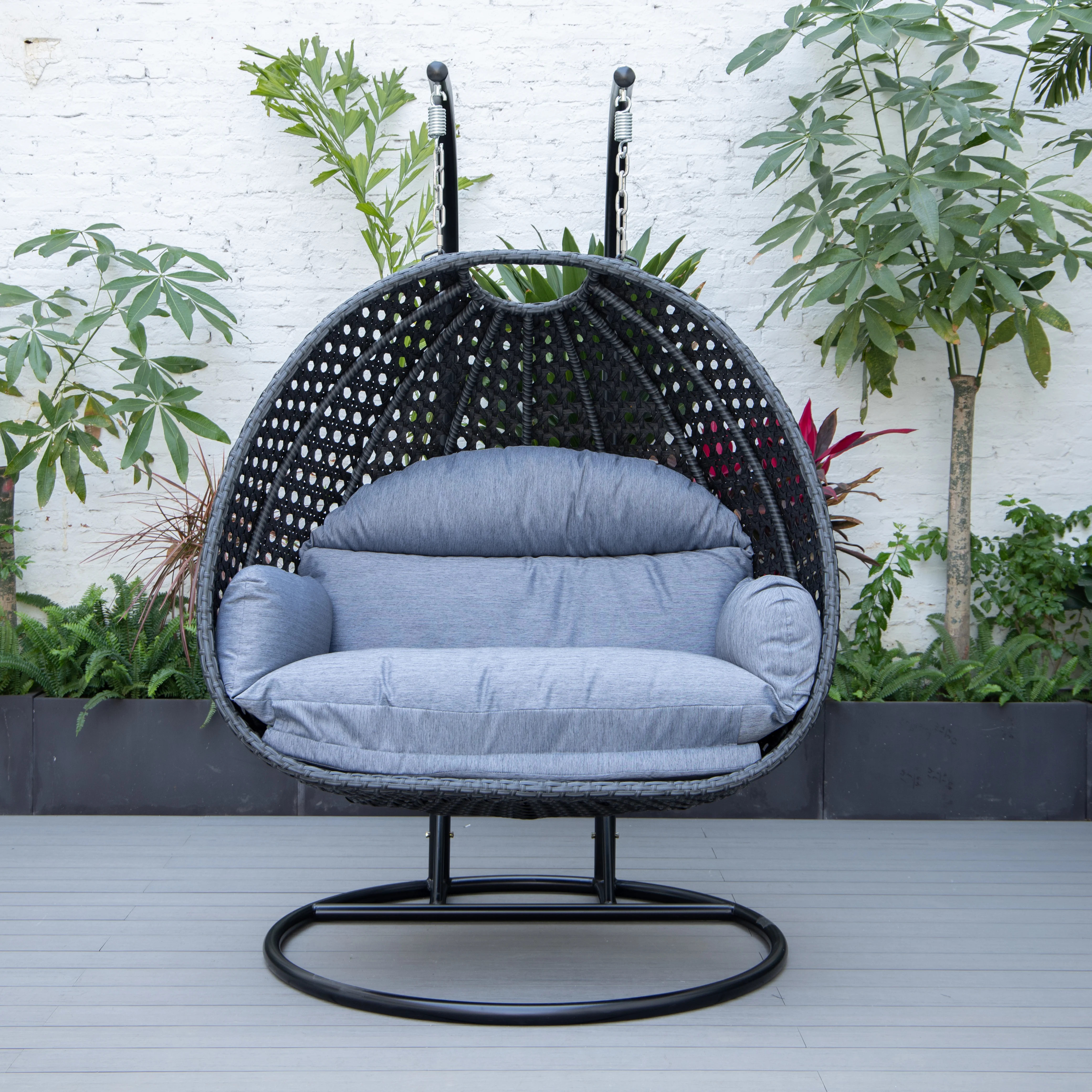Mendoza Charcoal Wicker Hanging 2 person Egg Swing Chair