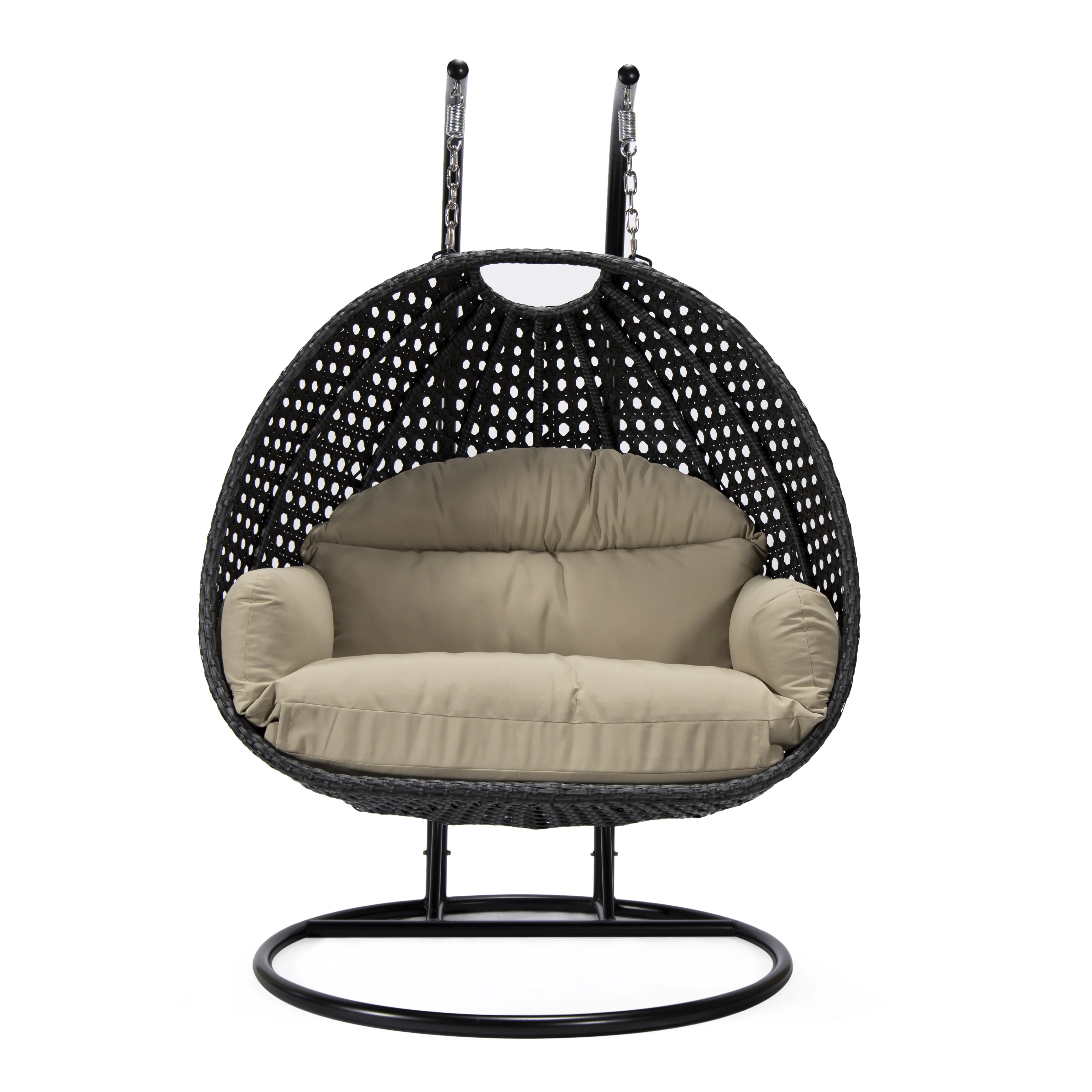 Mendoza Charcoal Wicker Hanging 2 person Egg Swing Chair