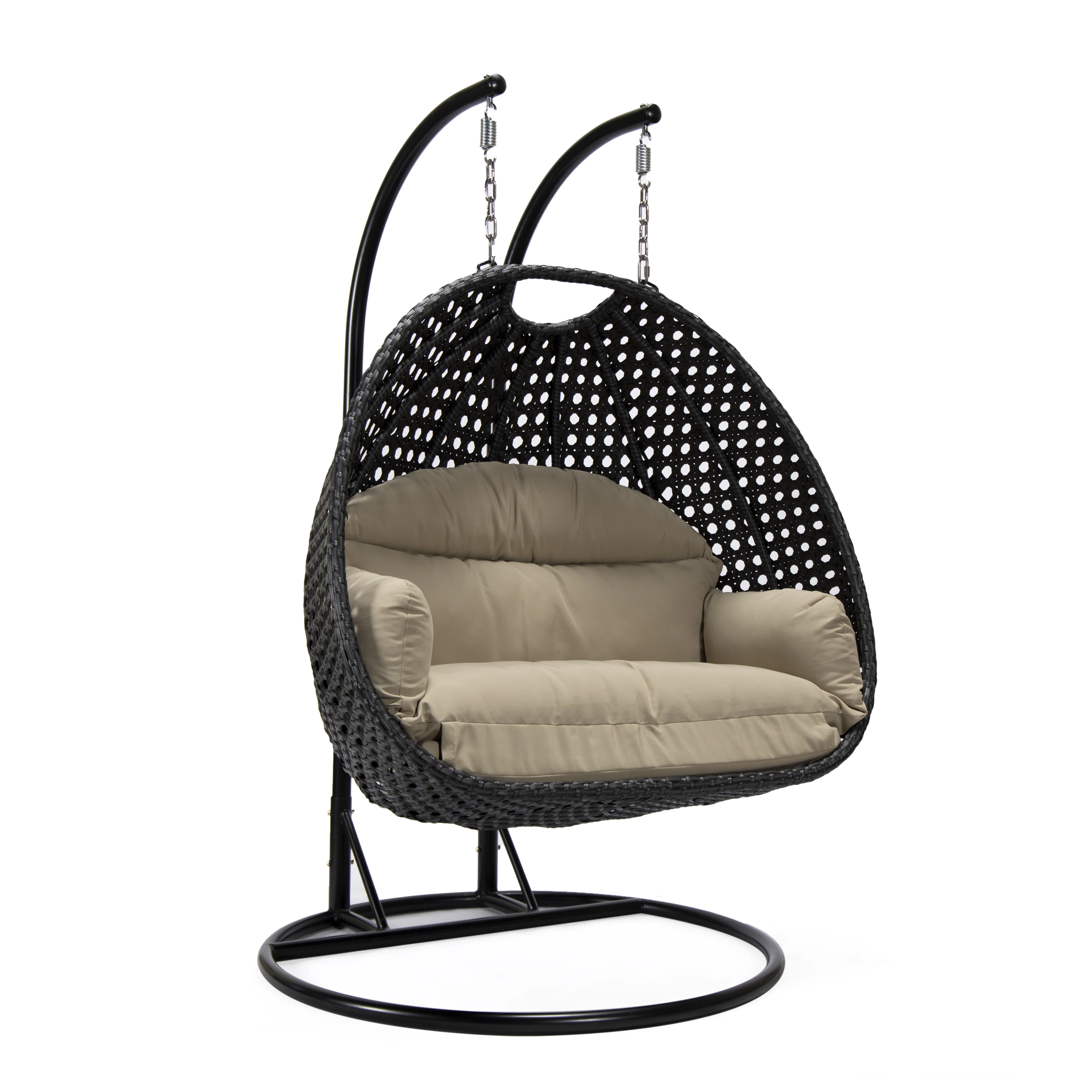 Mendoza Charcoal Wicker Hanging 2 person Egg Swing Chair