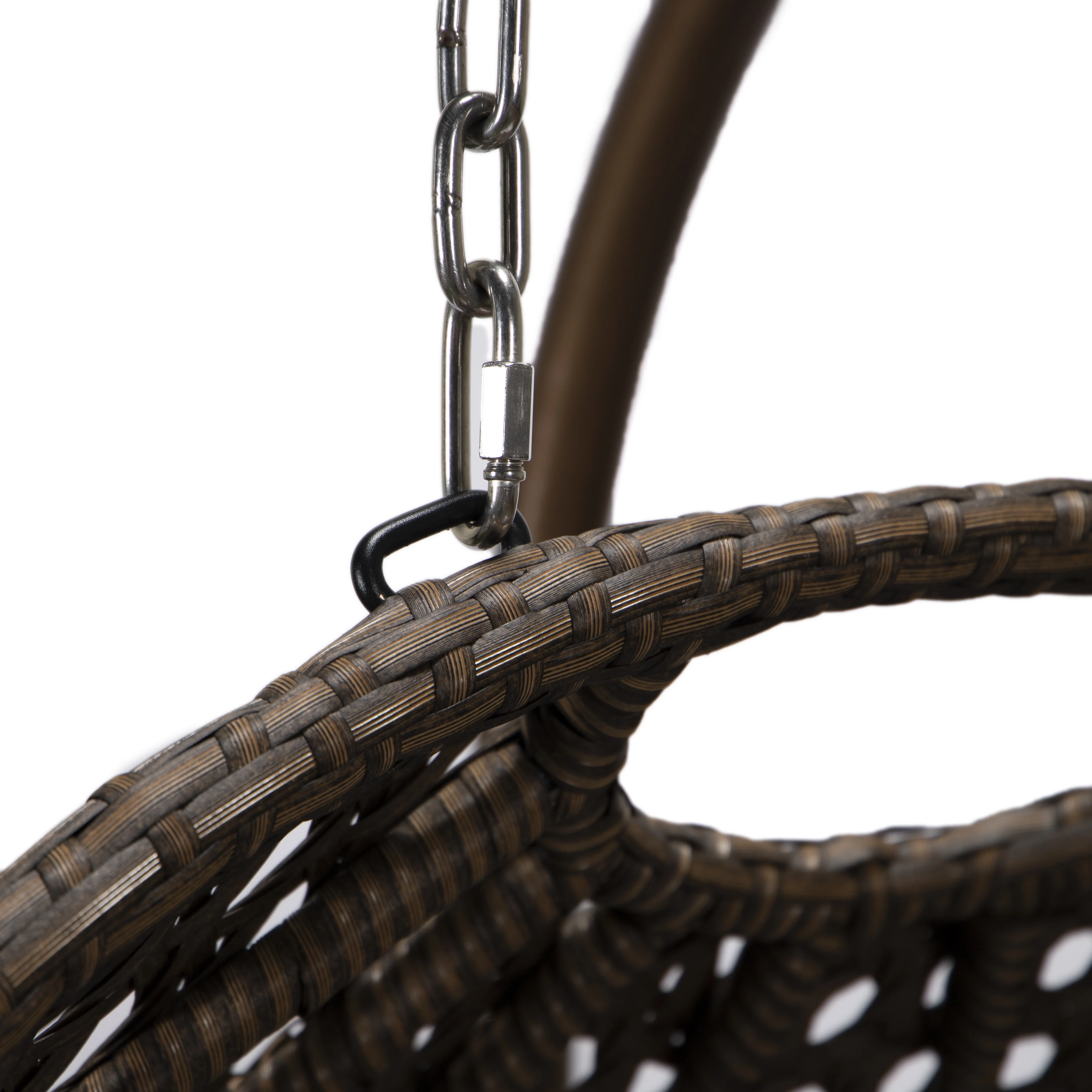 Mendoza Dark Brown Wicker Hanging 2 person Egg Swing Chair