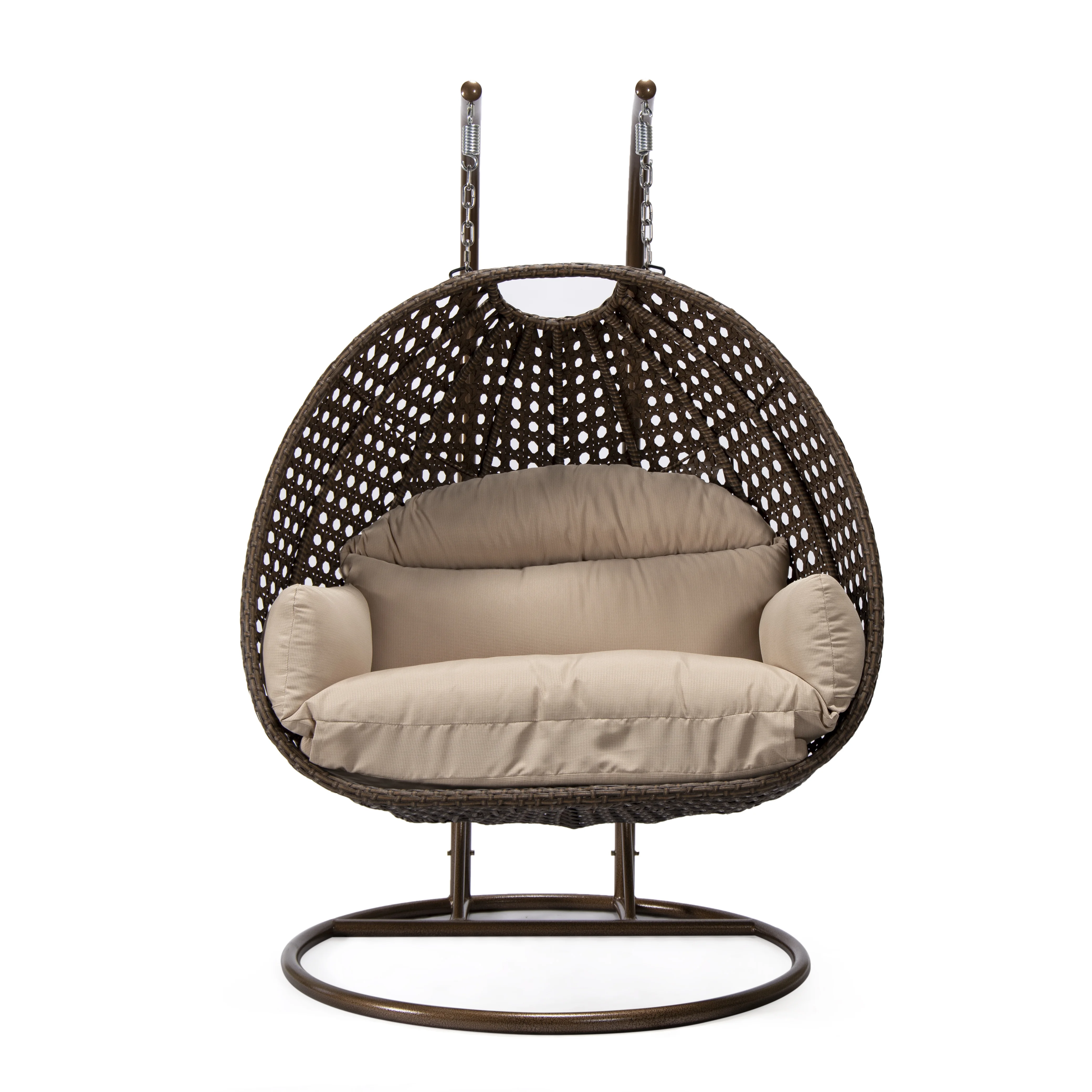Mendoza Dark Brown Wicker Hanging 2 person Egg Swing Chair