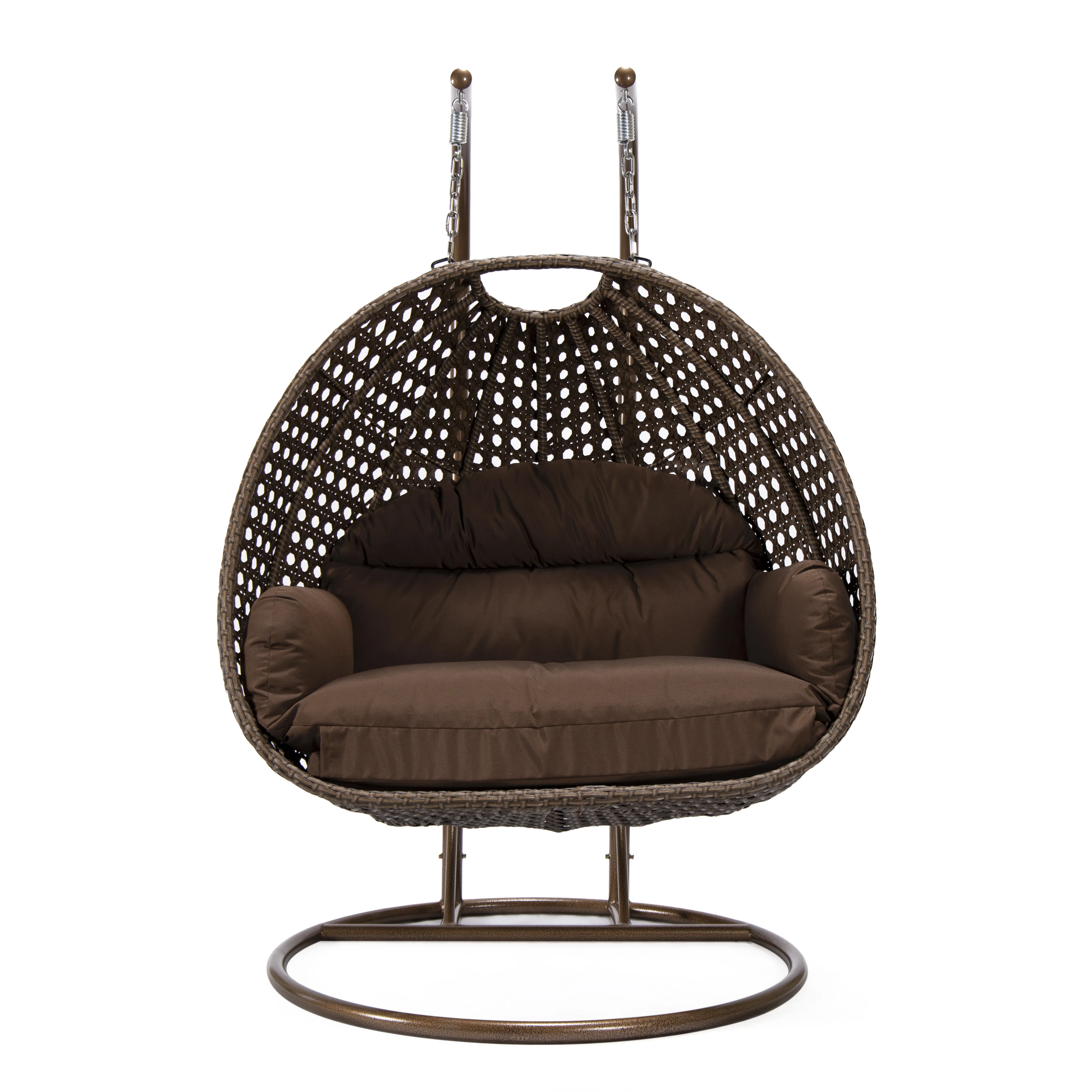 Mendoza Dark Brown Wicker Hanging 2 person Egg Swing Chair