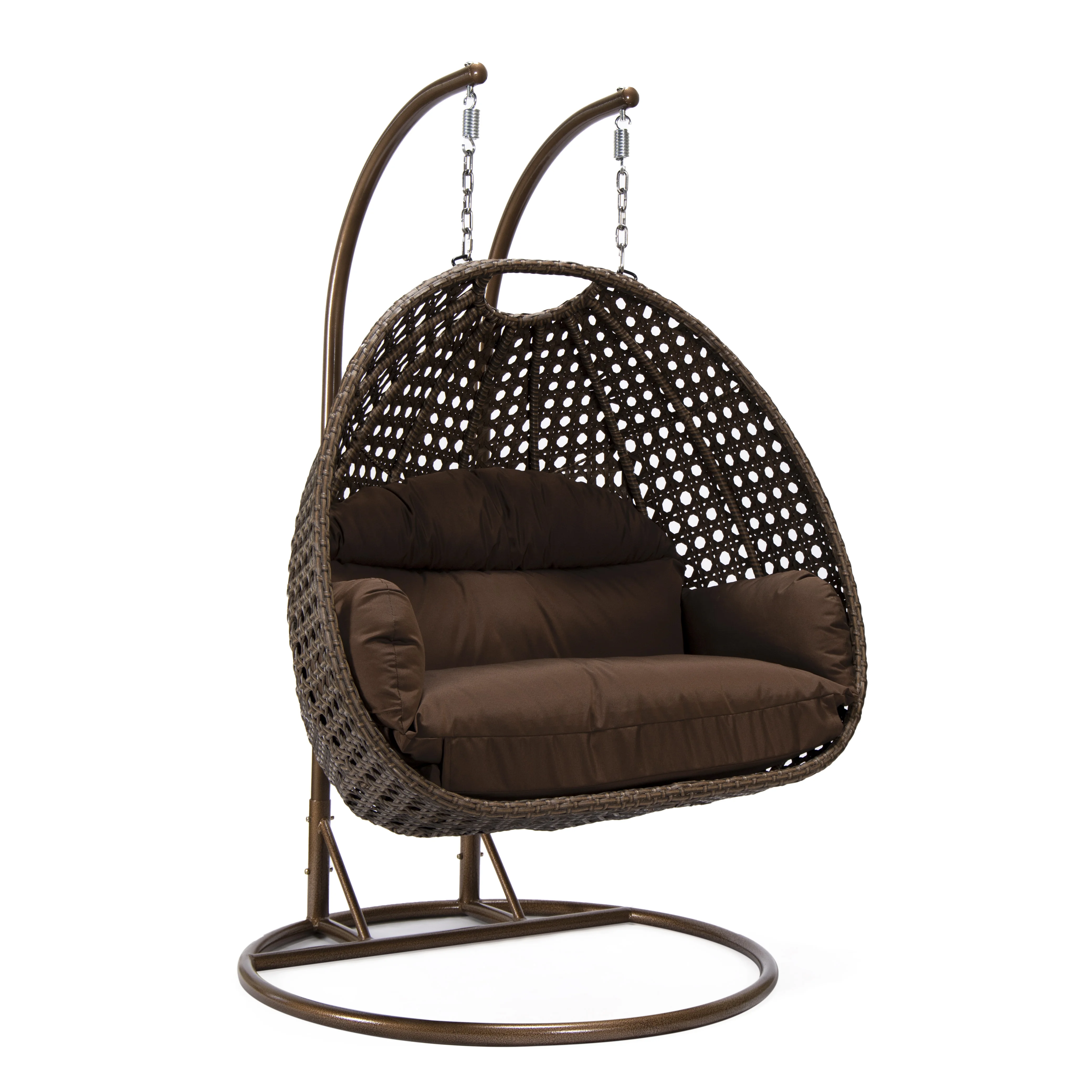 Mendoza Dark Brown Wicker Hanging 2 person Egg Swing Chair