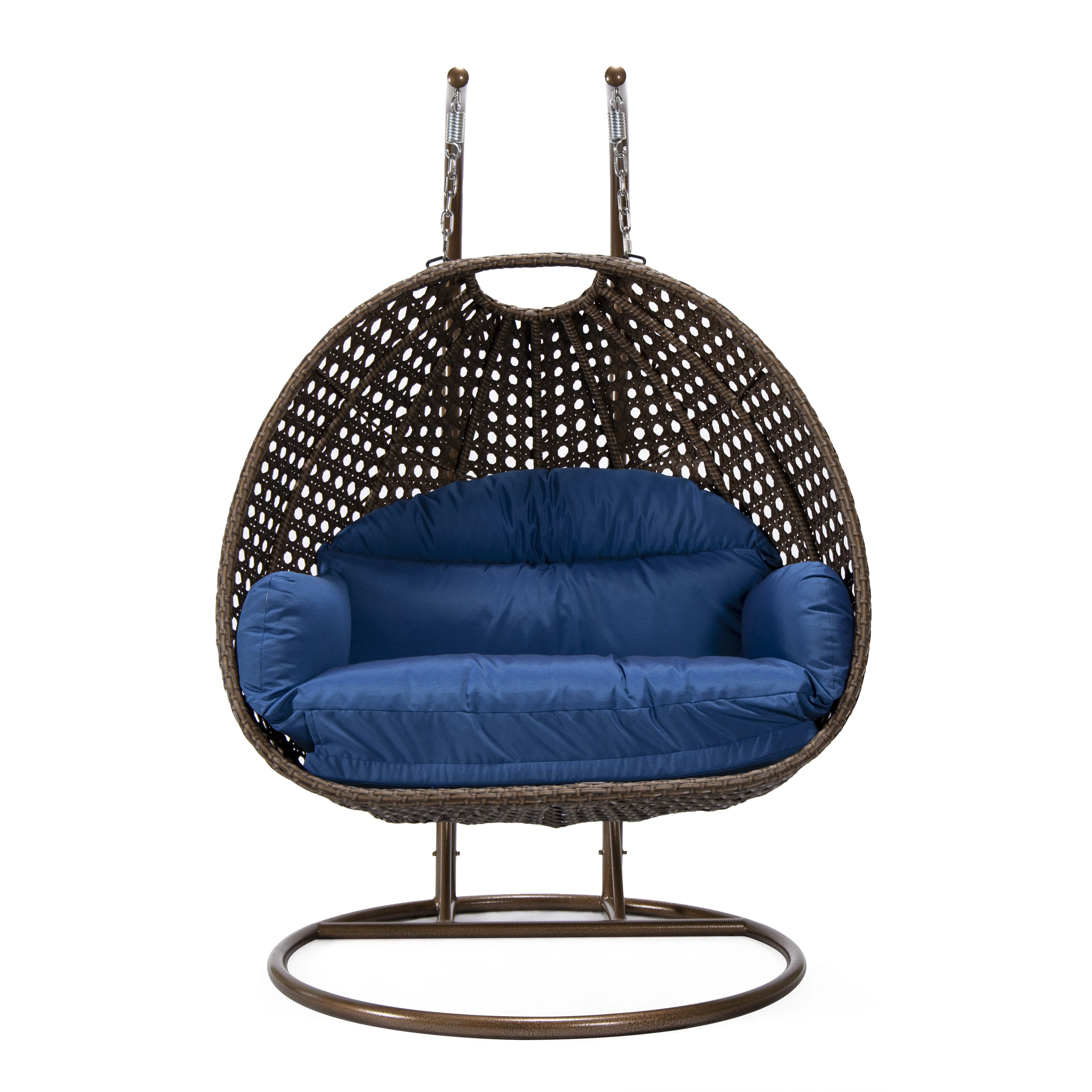Mendoza Dark Brown Wicker Hanging 2 person Egg Swing Chair