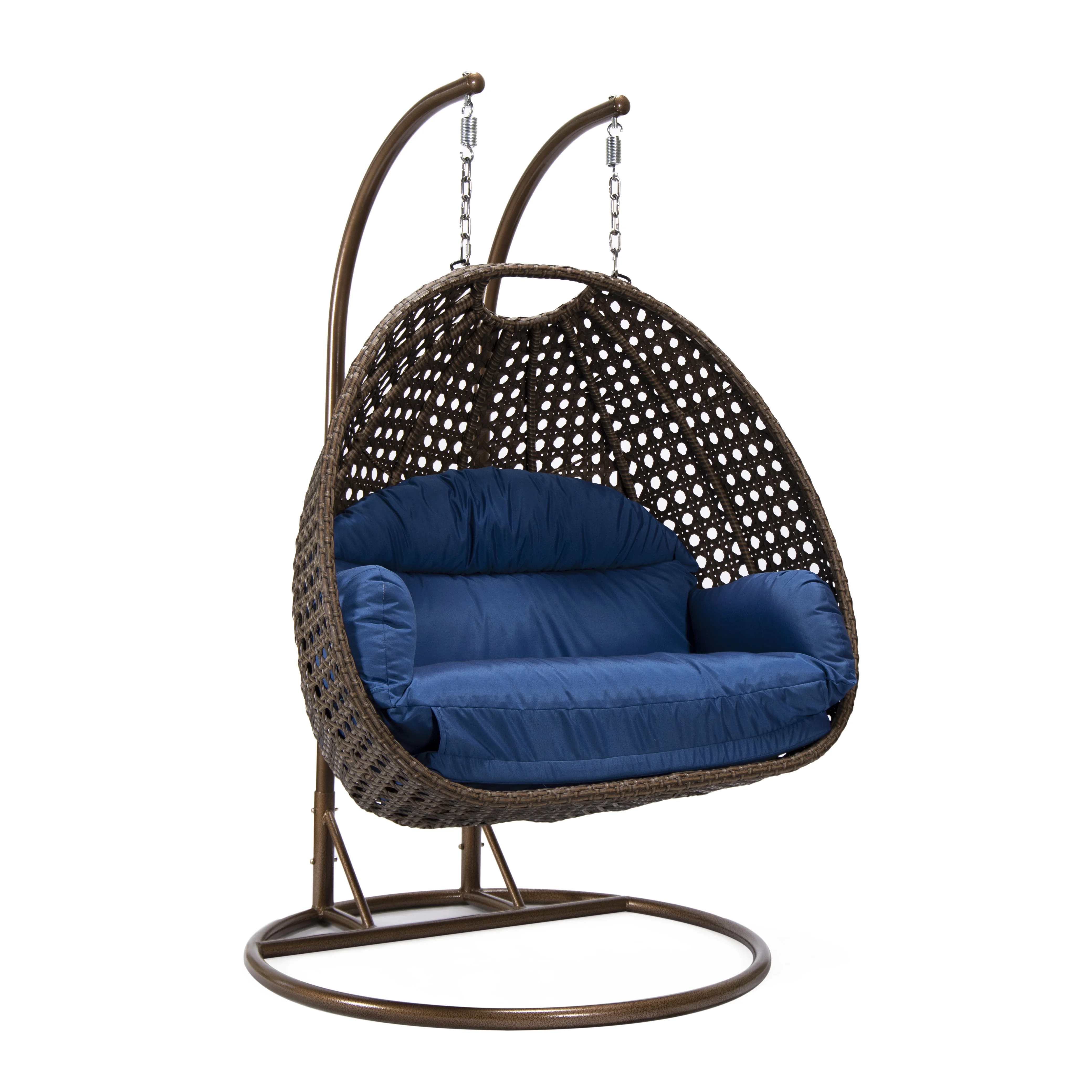 Mendoza Dark Brown Wicker Hanging 2 person Egg Swing Chair