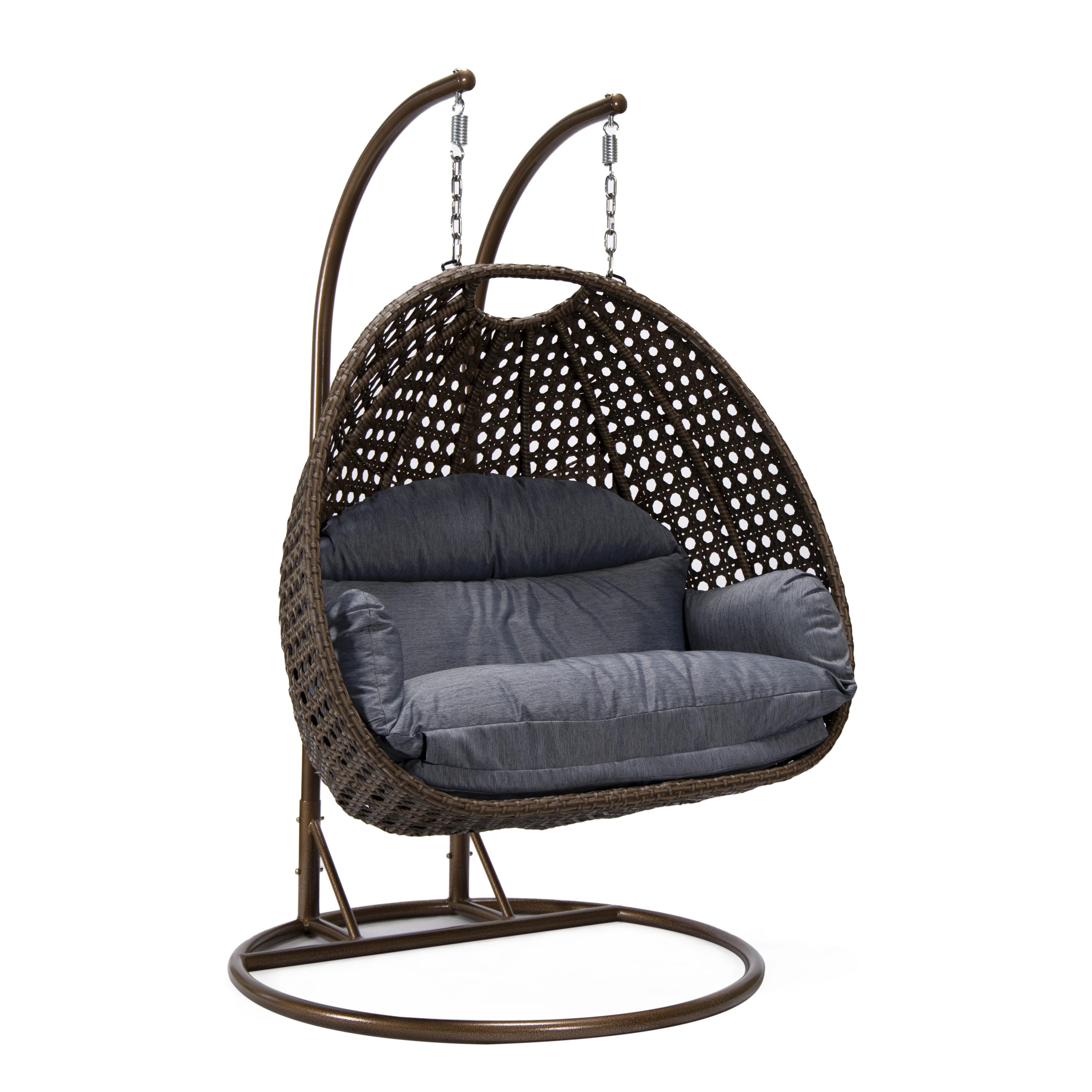 Mendoza Dark Brown Wicker Hanging 2 person Egg Swing Chair