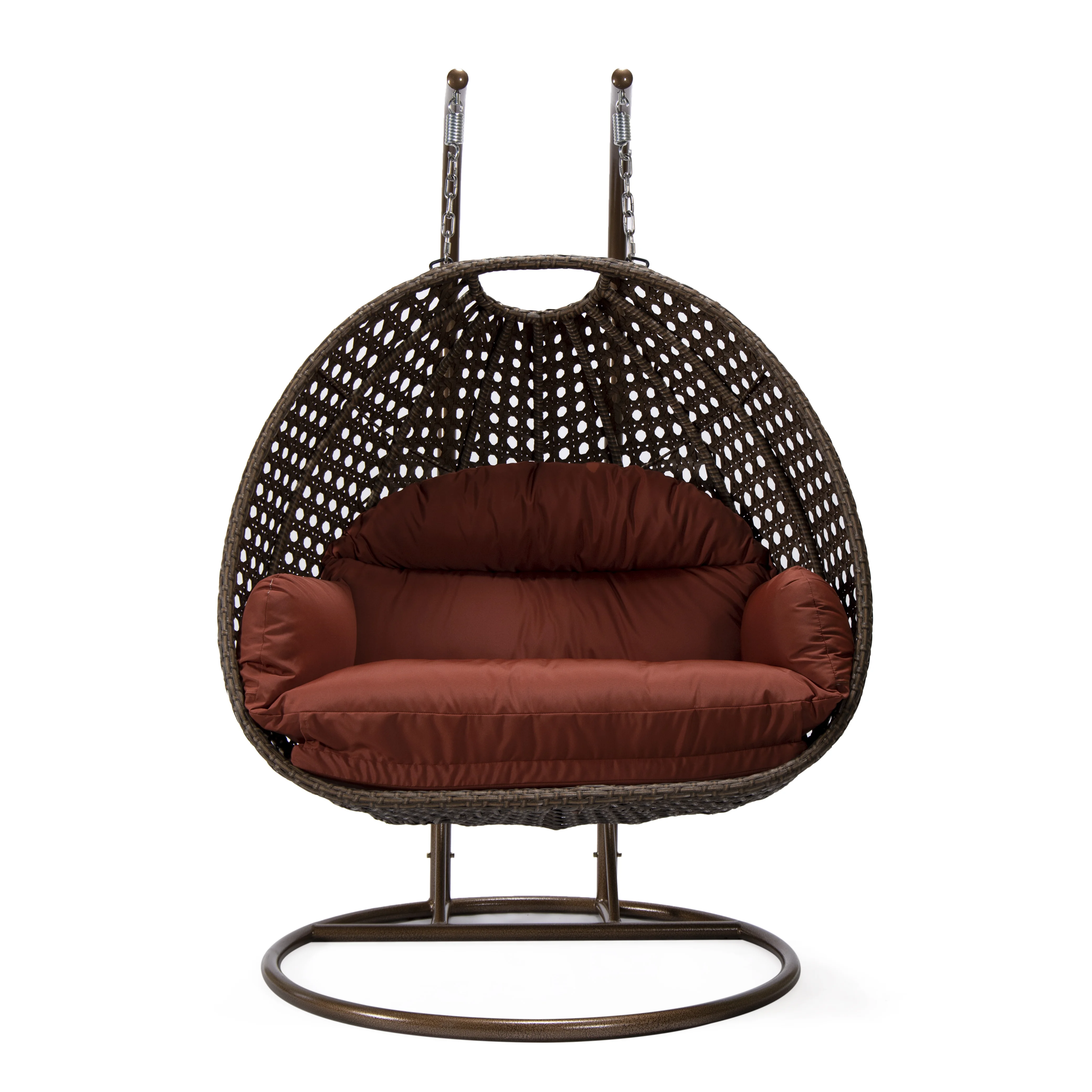 Mendoza Dark Brown Wicker Hanging 2 person Egg Swing Chair