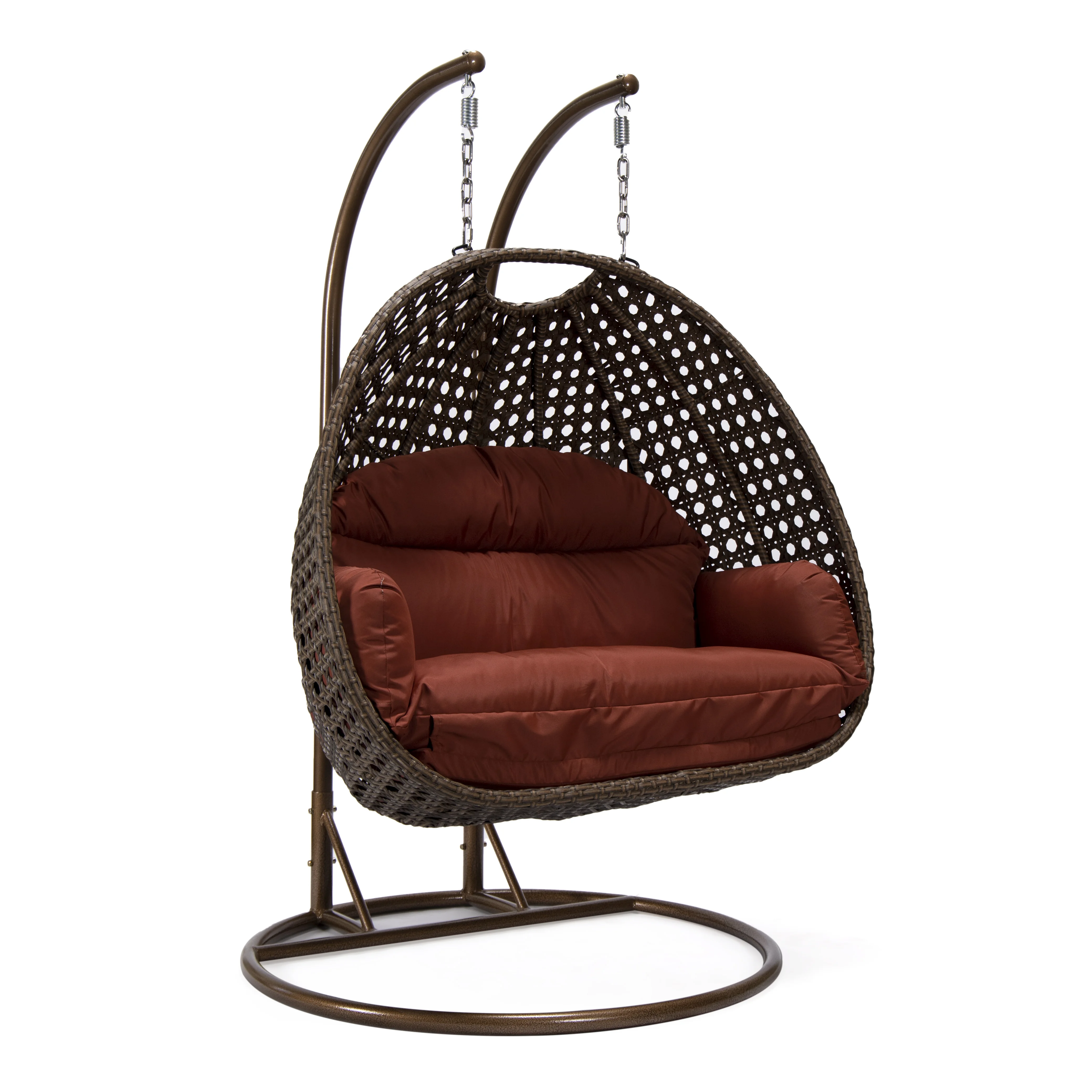 Mendoza Dark Brown Wicker Hanging 2 person Egg Swing Chair