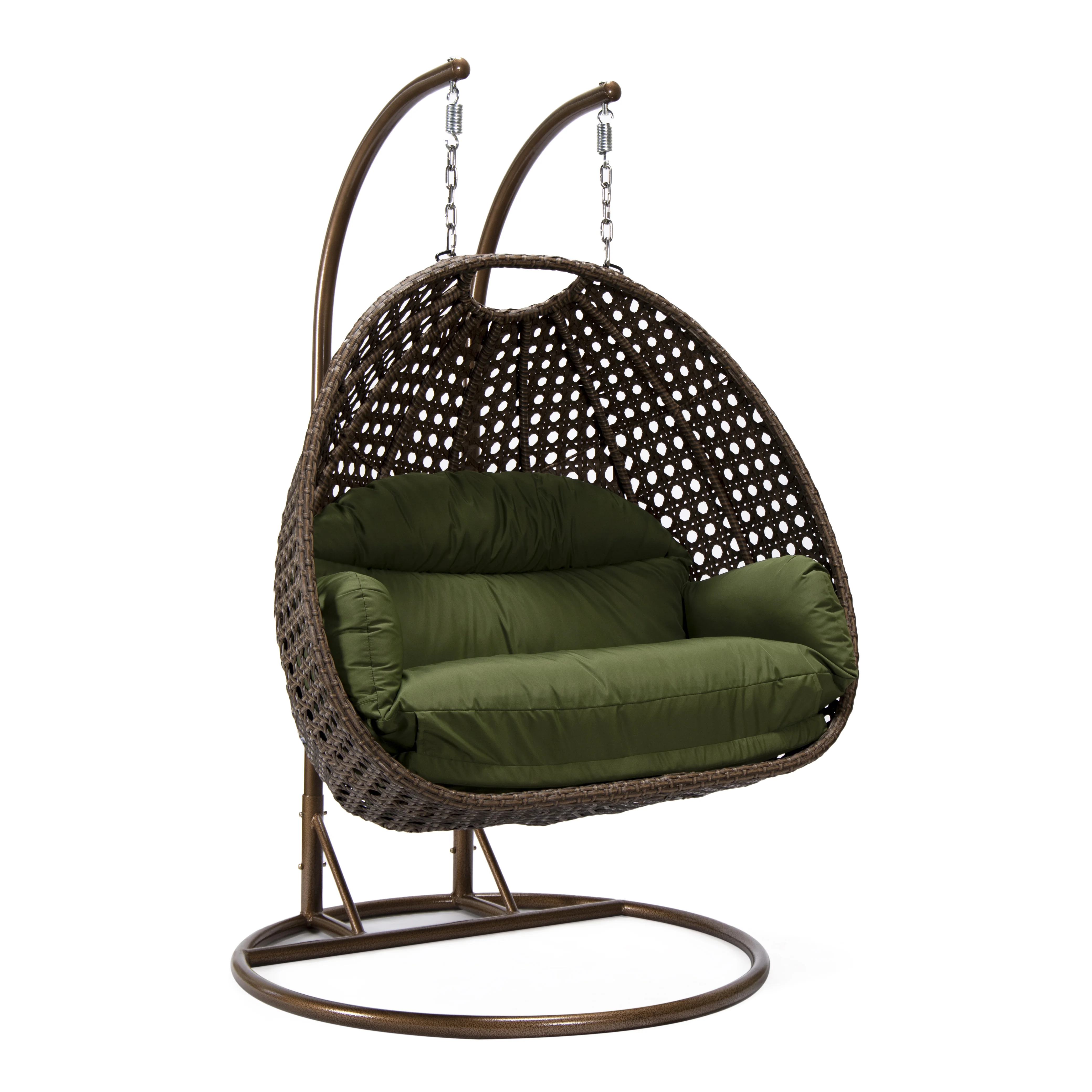 Mendoza Dark Brown Wicker Hanging 2 person Egg Swing Chair