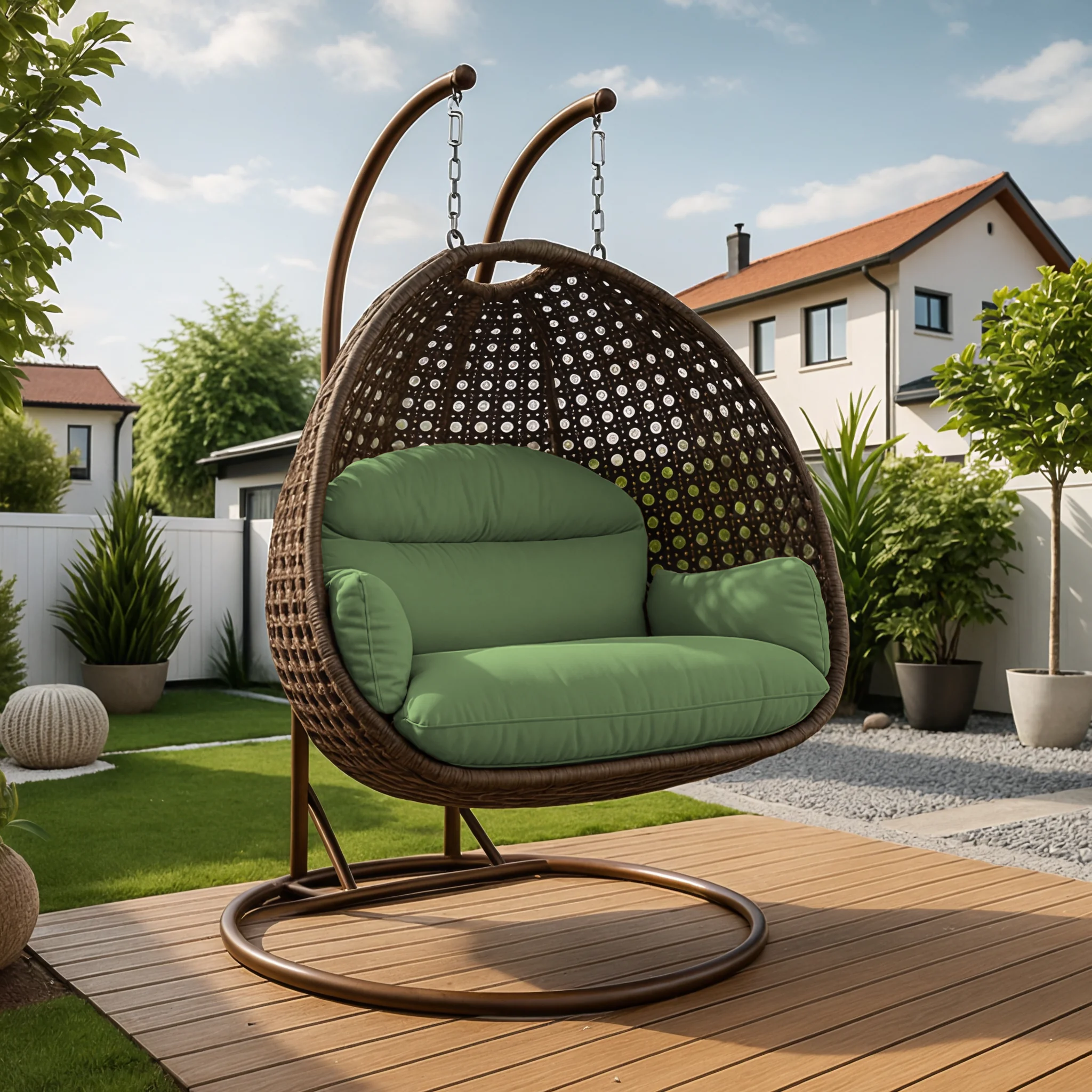 Mendoza Dark Brown Wicker Hanging 2 person Egg Swing Chair