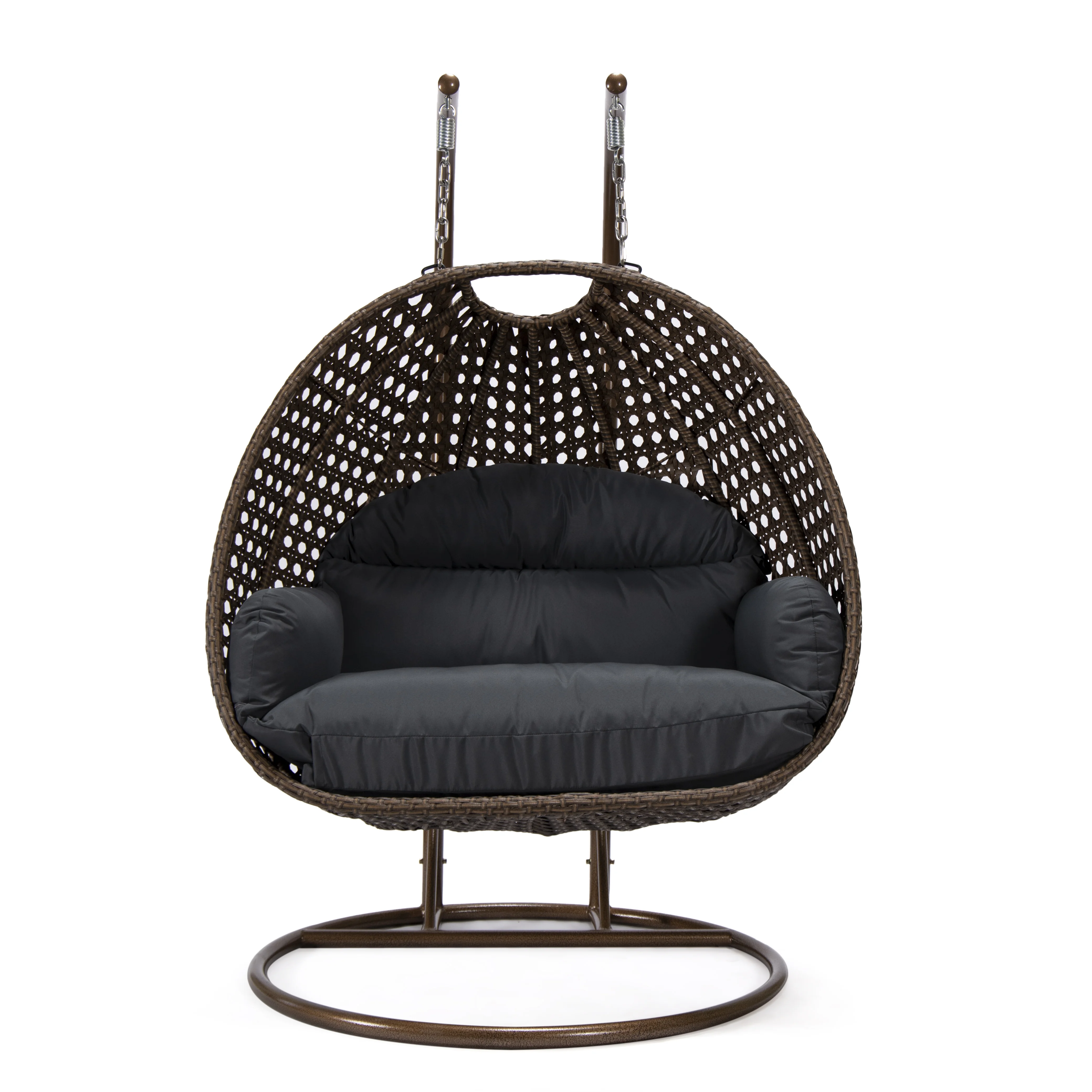 Mendoza Dark Brown Wicker Hanging 2 person Egg Swing Chair
