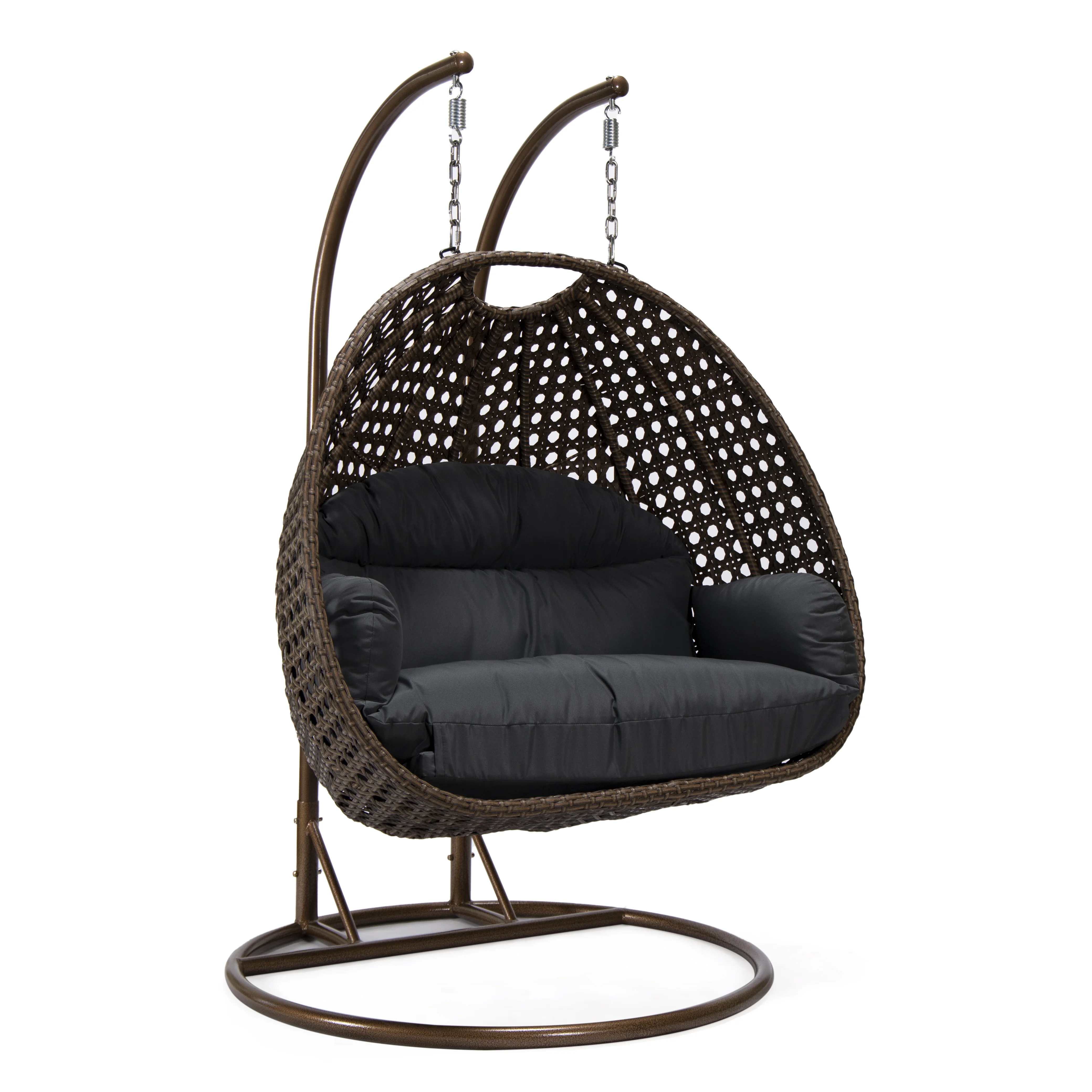Mendoza Dark Brown Wicker Hanging 2 person Egg Swing Chair
